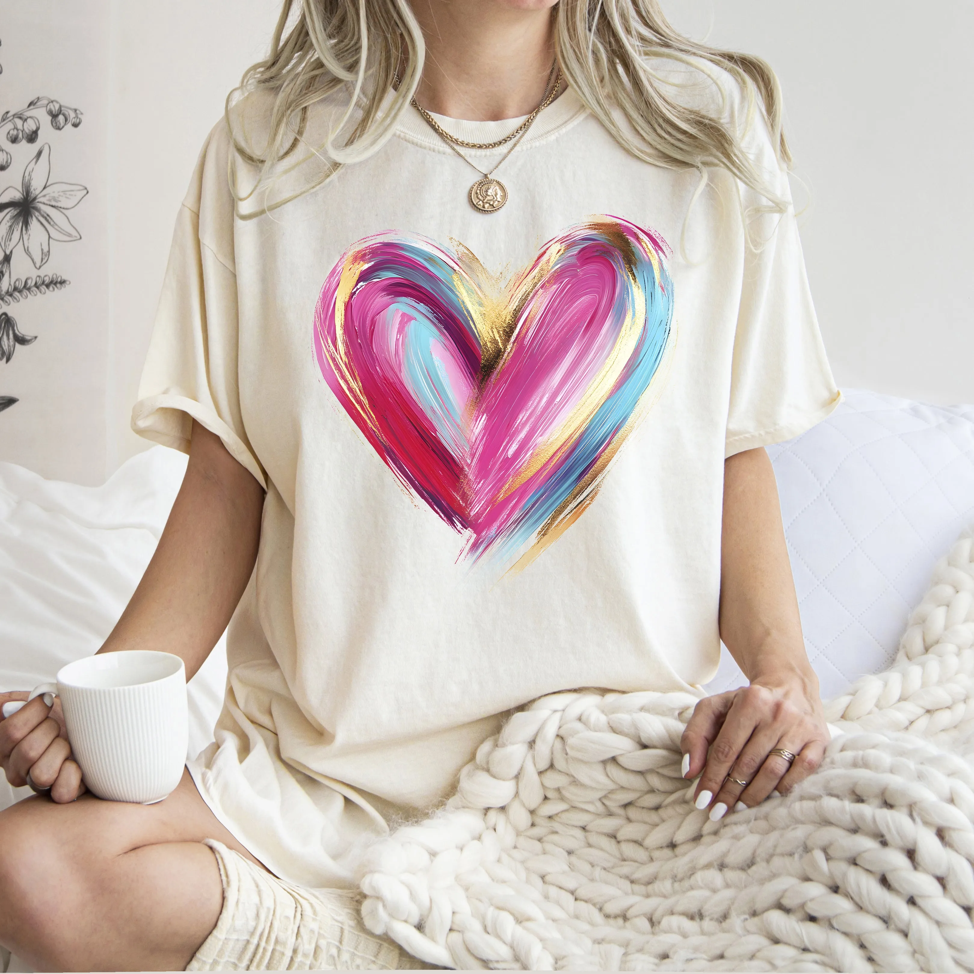 Glittery Brush Stroke Heart, Valentine's Day, Love, Faux Gold, Comfort Colors T-Shirt sold by Refinery Number One product image thumbnail 2