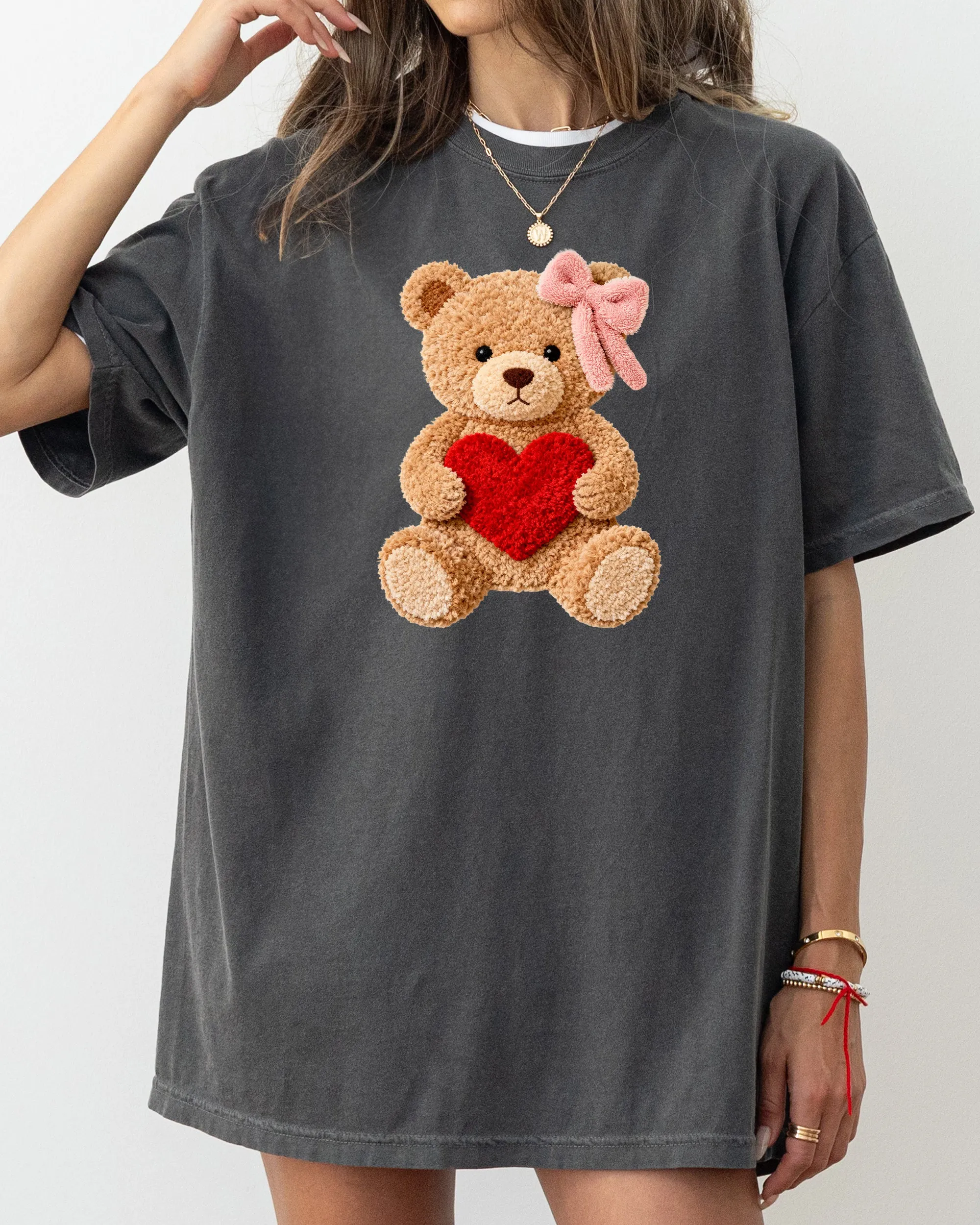 Teddy Bear, Faux Yarn Print, Adorable Valentine's Day, Love, 2026 Trend, Comfort Colors T-Shirt sold by Refinery Number One product image thumbnail 4