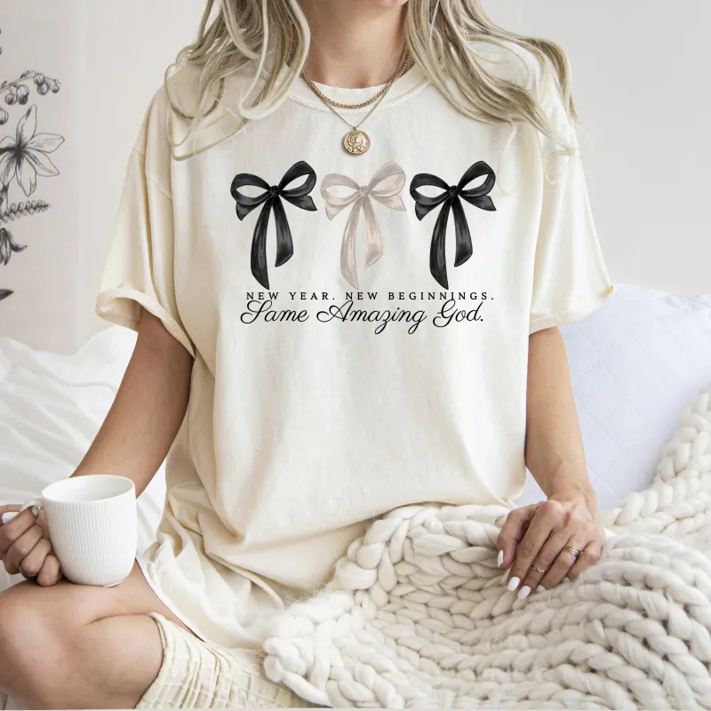 New Year, New Beginnings, Same Loving God, Gospel, Faith, Christian, Comfort Colors T-Shirt sold by Refinery Number One