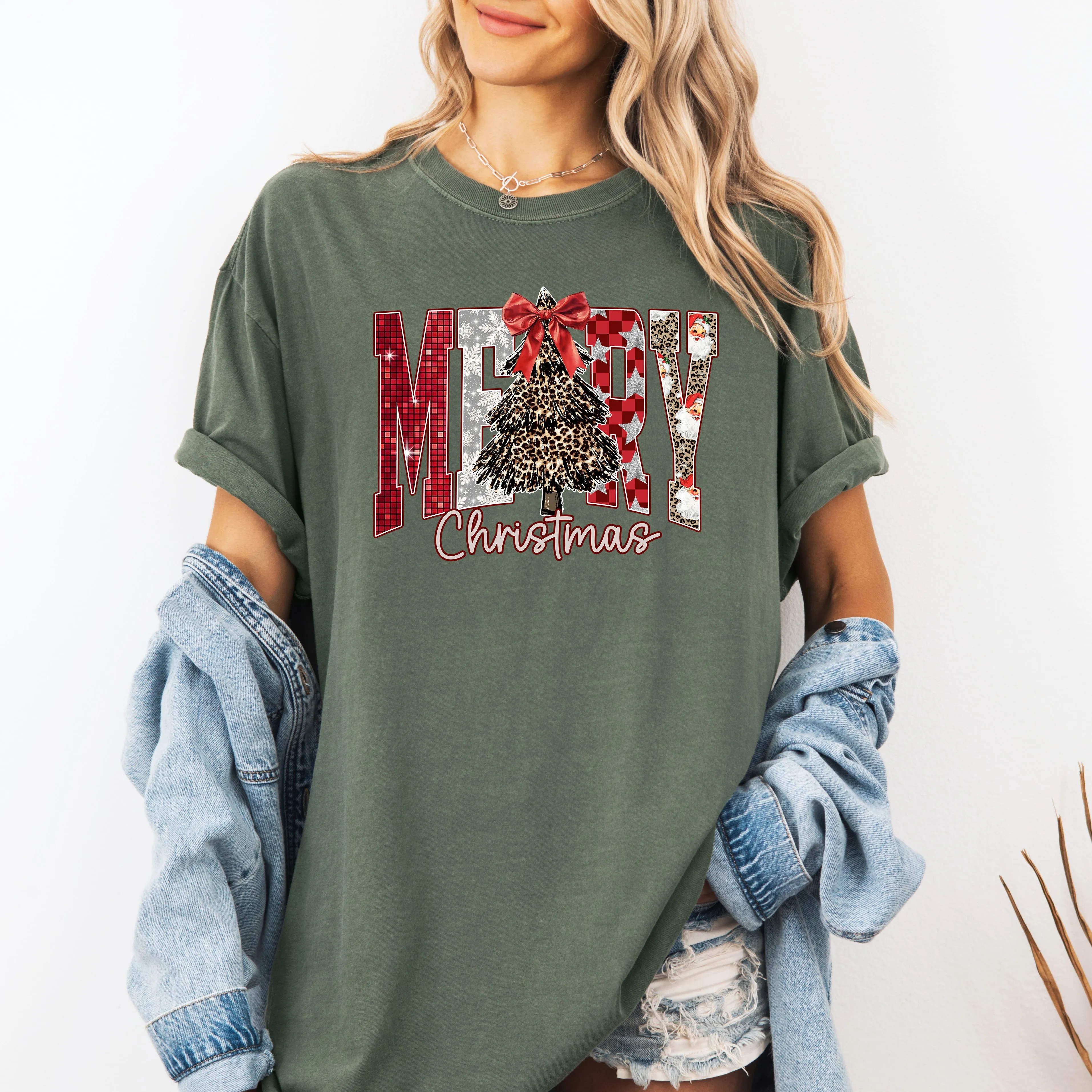 Merry Christmas Colorful, Leopard Print, Classic, Santa, Comfort Colors T-Shirt sold by Refinery Number One product image thumbnail 4