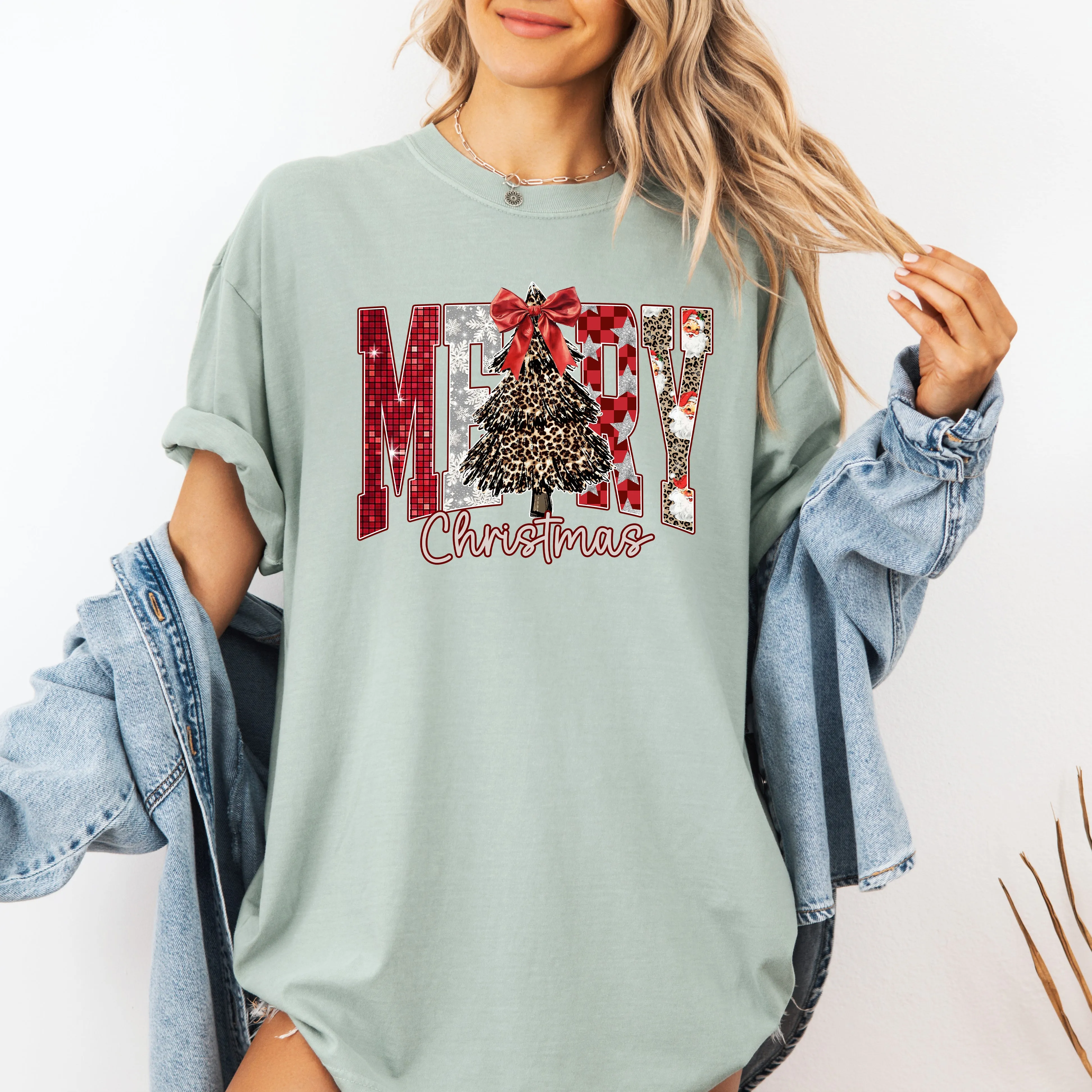 Merry Christmas Colorful, Leopard Print, Classic, Santa, Comfort Colors T-Shirt sold by Refinery Number One