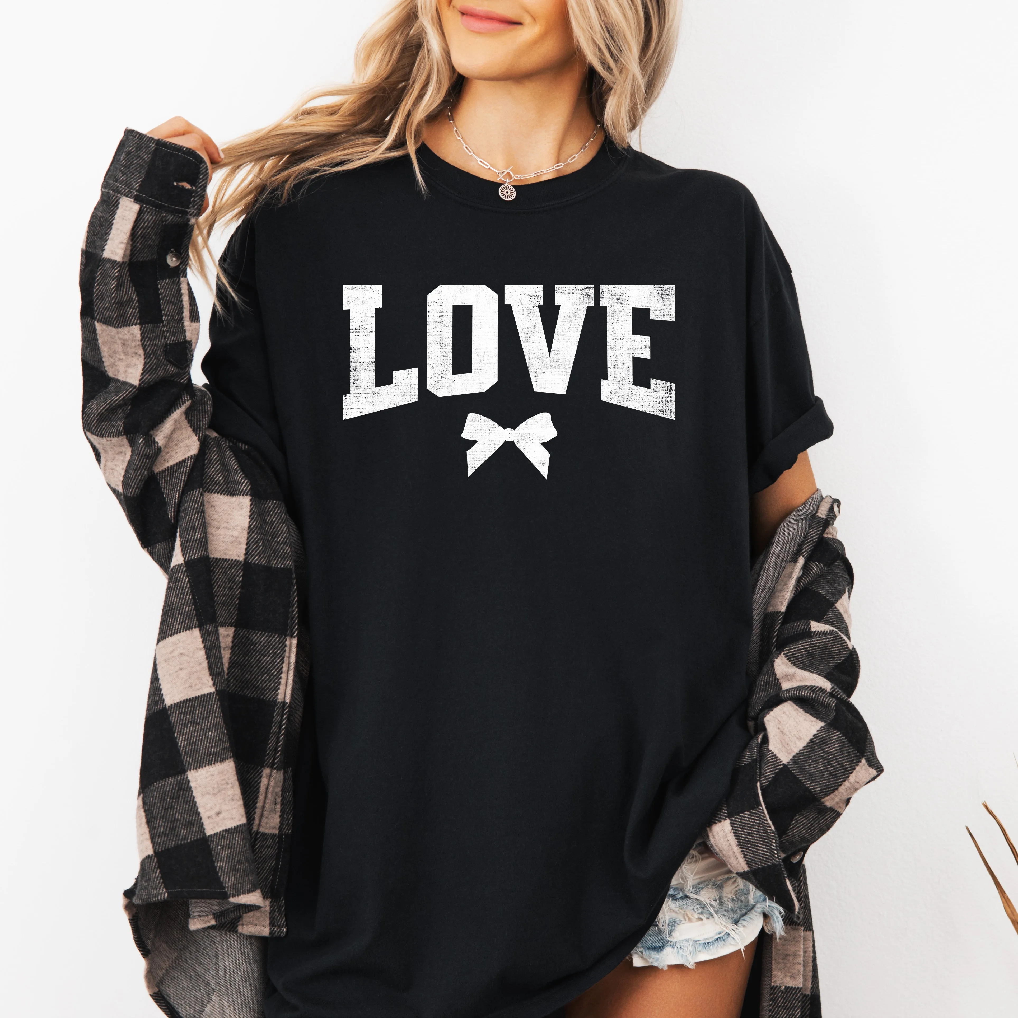 Love, Bow, Varsity, Valentine's Day, Comfort Colors T-Shirt sold by Refinery Number One product image thumbnail 5