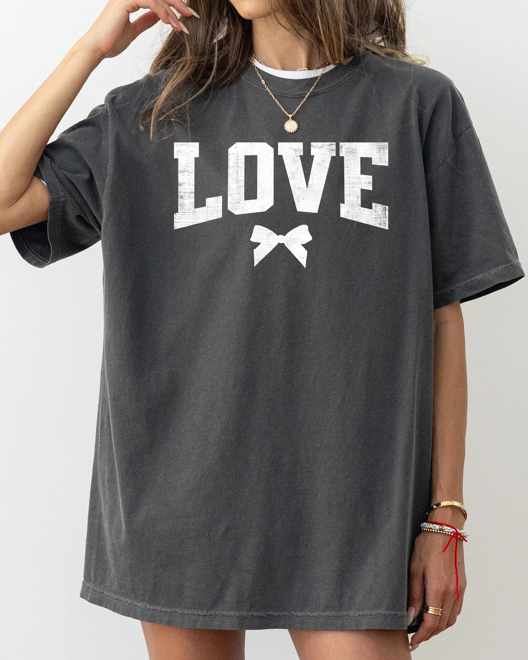 Love, Bow, Varsity, Valentine's Day, Comfort Colors T-Shirt sold by Refinery Number One product image thumbnail 2