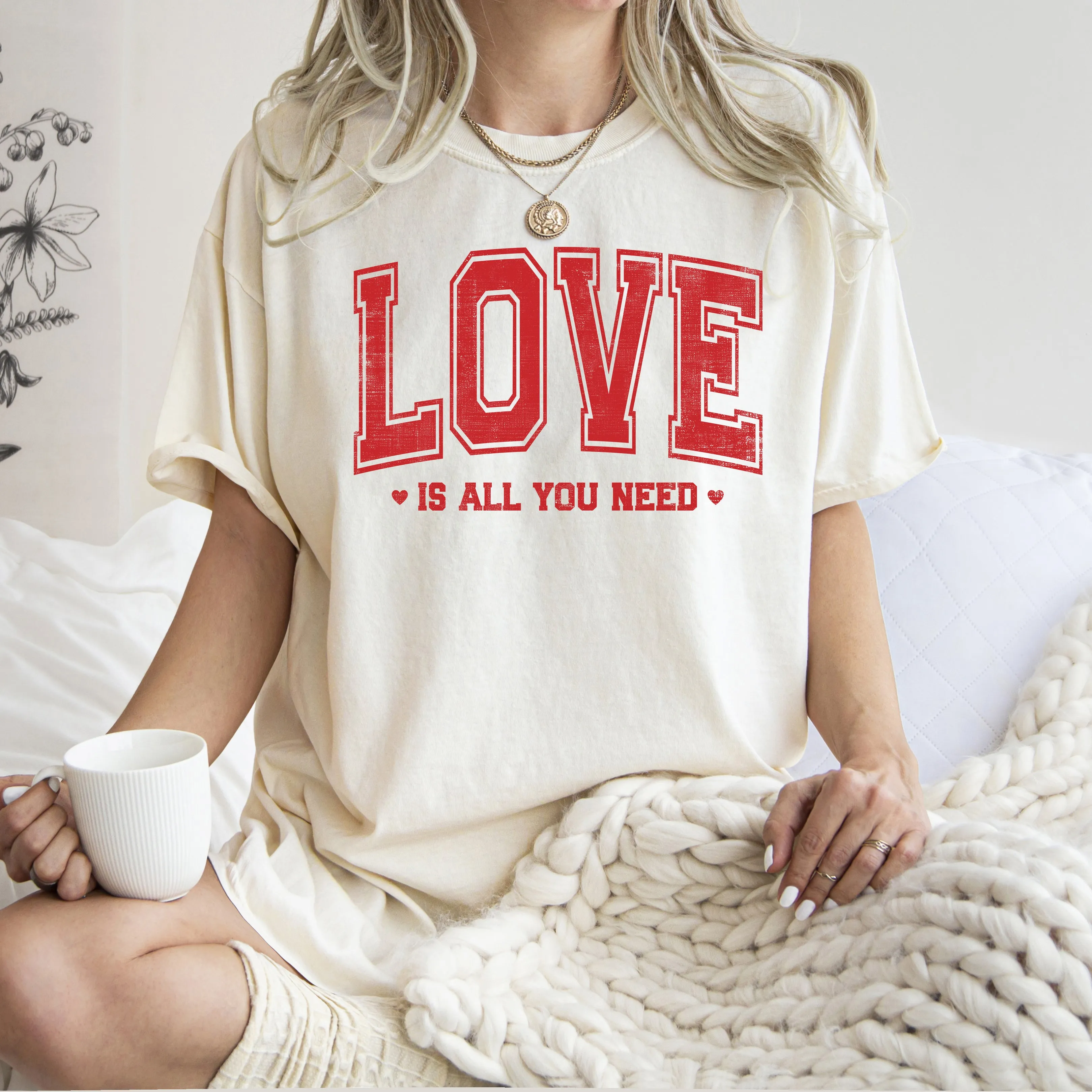Love Is All You Need, Classic, Varsity, Valentine's Day, Comfort Colors T-Shirt sold by Refinery Number One product image thumbnail 2