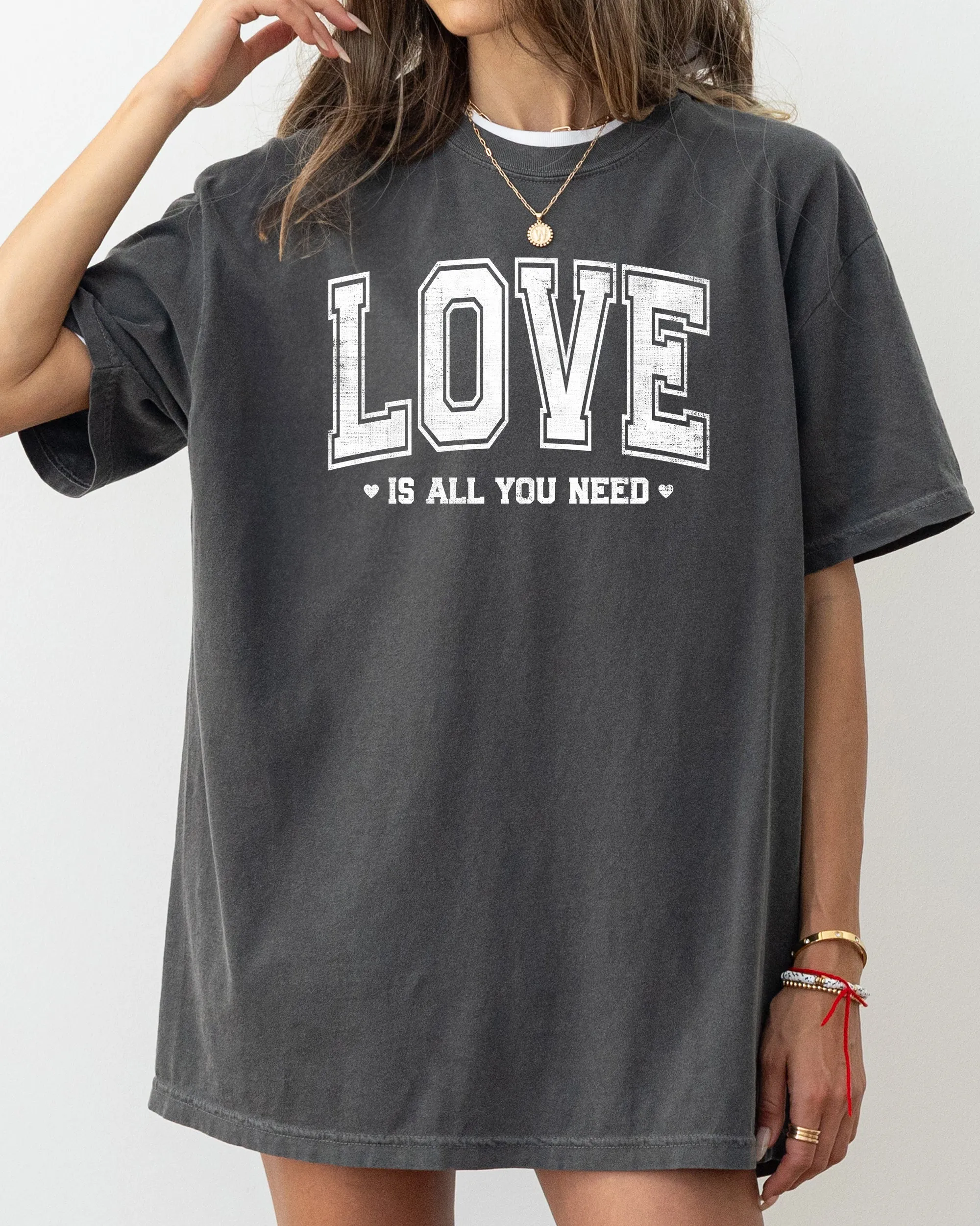 Love Is All You Need, Classic, Varsity, Valentine's Day, Comfort Colors T-Shirt sold by Refinery Number One