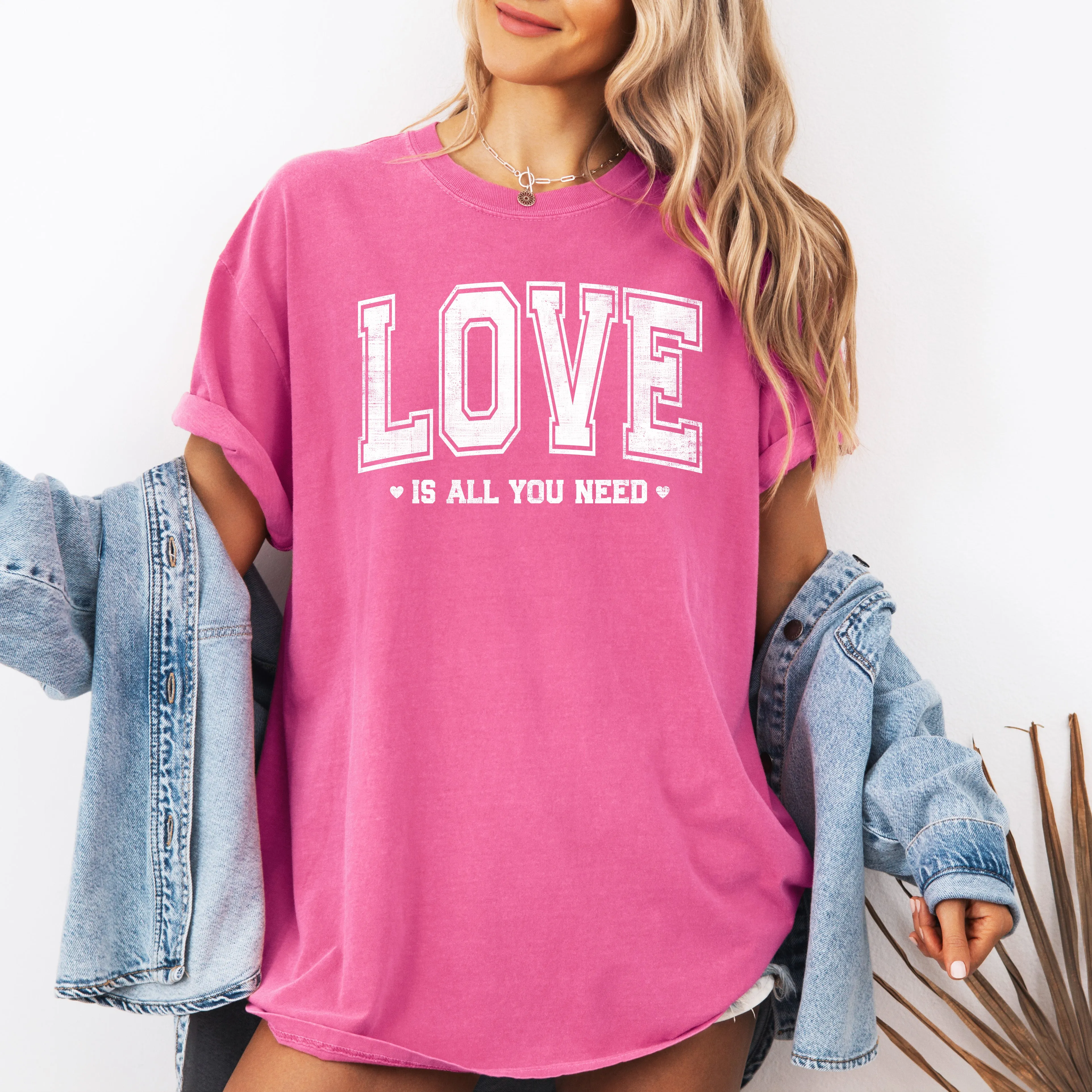 Love Is All You Need, Classic, Varsity, Valentine's Day, Comfort Colors T-Shirt sold by Refinery Number One product image thumbnail 3