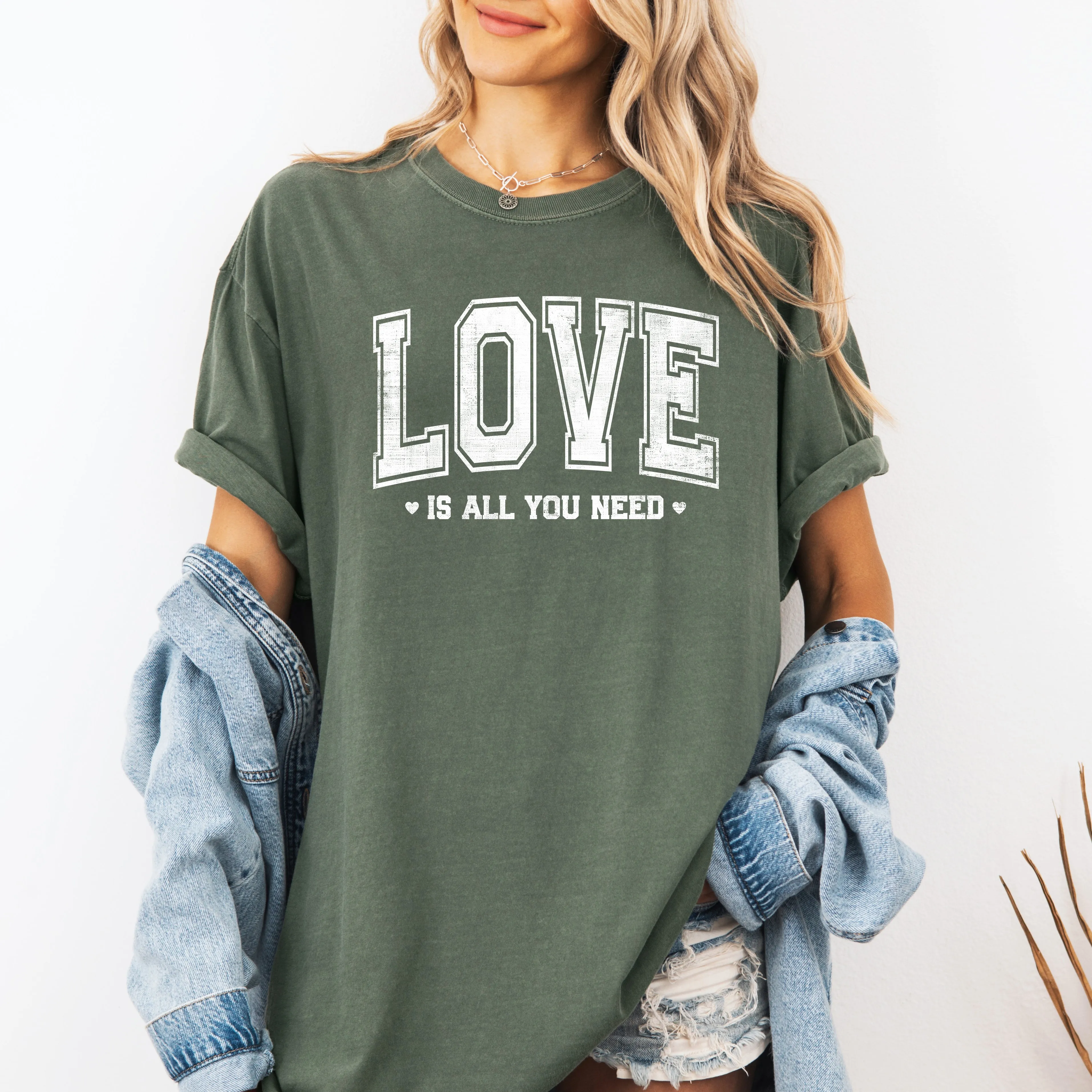 Love Is All You Need, Classic, Varsity, Valentine's Day, Comfort Colors T-Shirt sold by Refinery Number One product image thumbnail 4