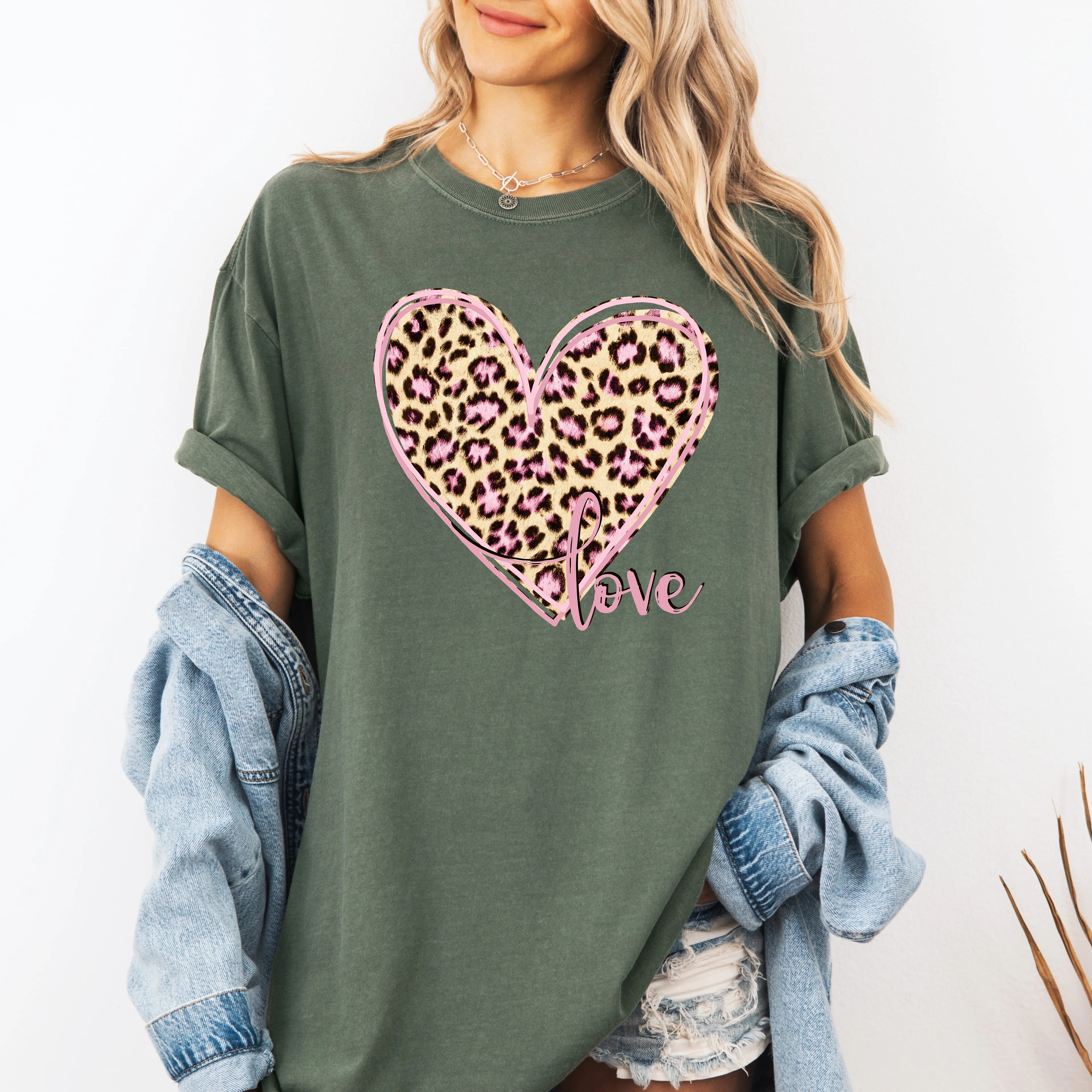 Leopard Print Heart, Love, Valentine's Day, Comfort Colors T-Shirt sold by Refinery Number One product image thumbnail 5