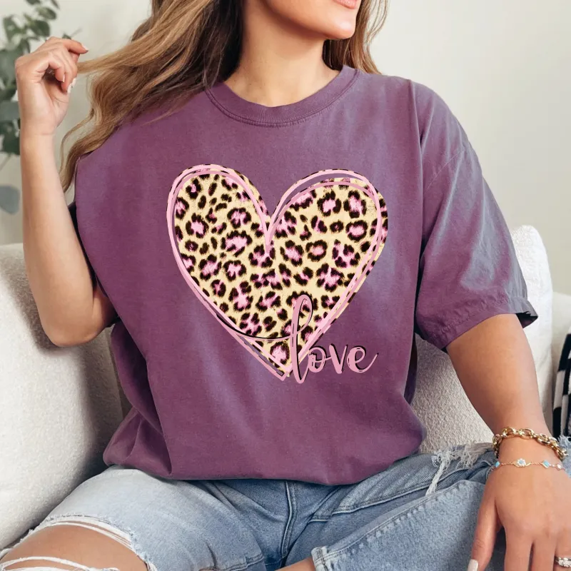 Leopard Print Heart, Love, Valentine's Day, Comfort Colors T-Shirt sold by Refinery Number One