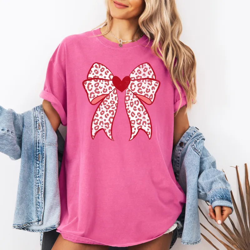 Leopard Print Bow, Valentine's Day, Heart, Love, Comfort Colors T-Shirt sold by Refinery Number One