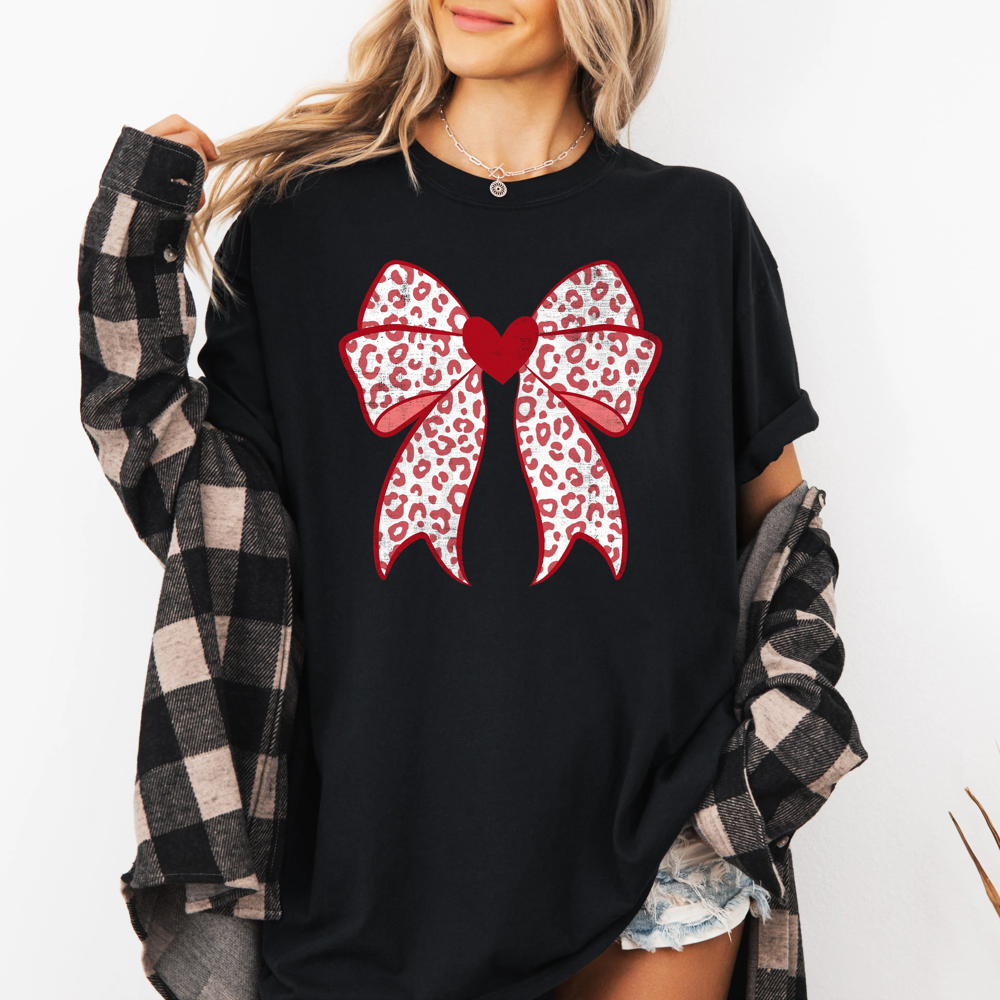 Leopard Print Bow, Valentine's Day, Heart, Love, Comfort Colors T-Shirt sold by Refinery Number One product image thumbnail 5