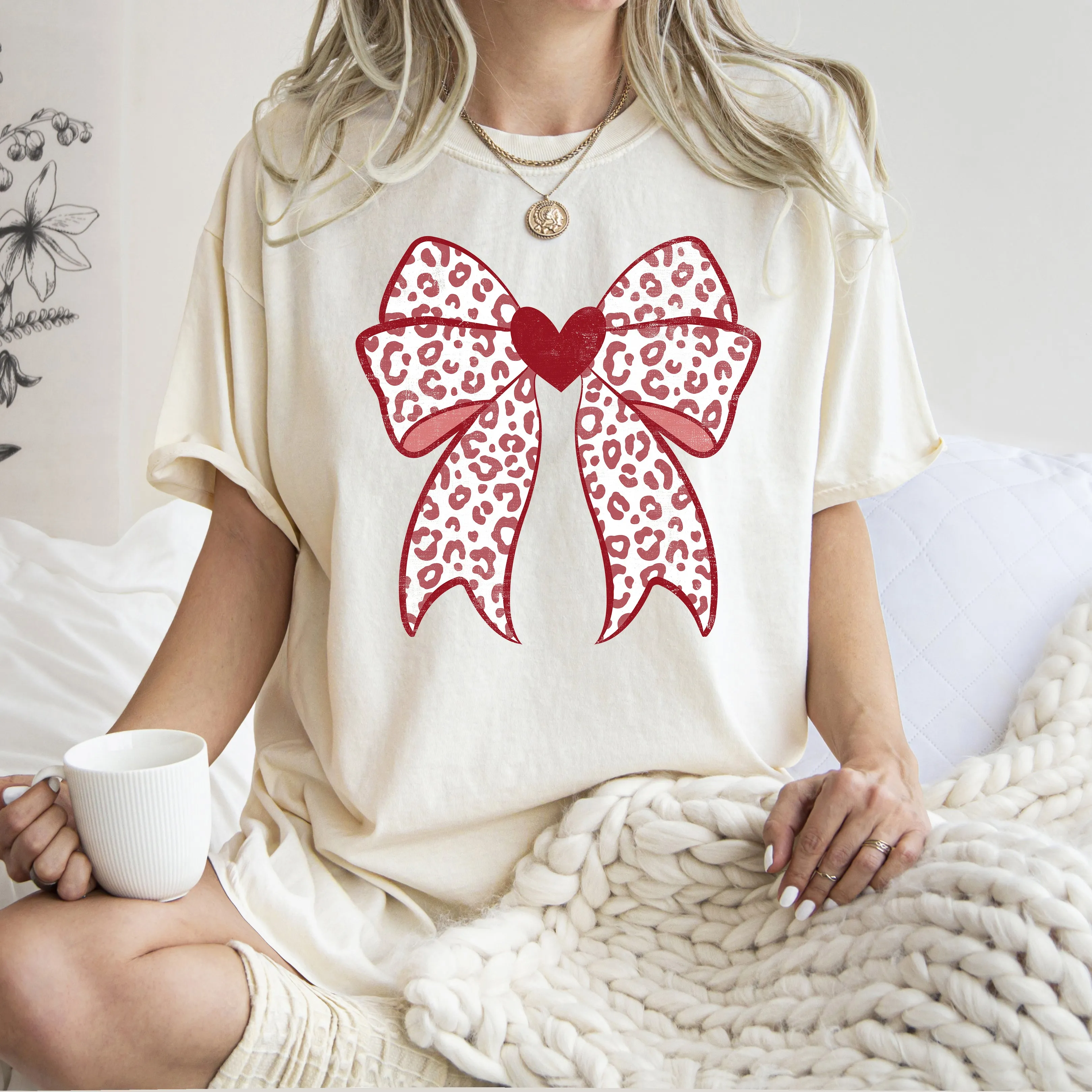 Leopard Print Bow, Valentine's Day, Heart, Love, Comfort Colors T-Shirt sold by Refinery Number One product image thumbnail 2