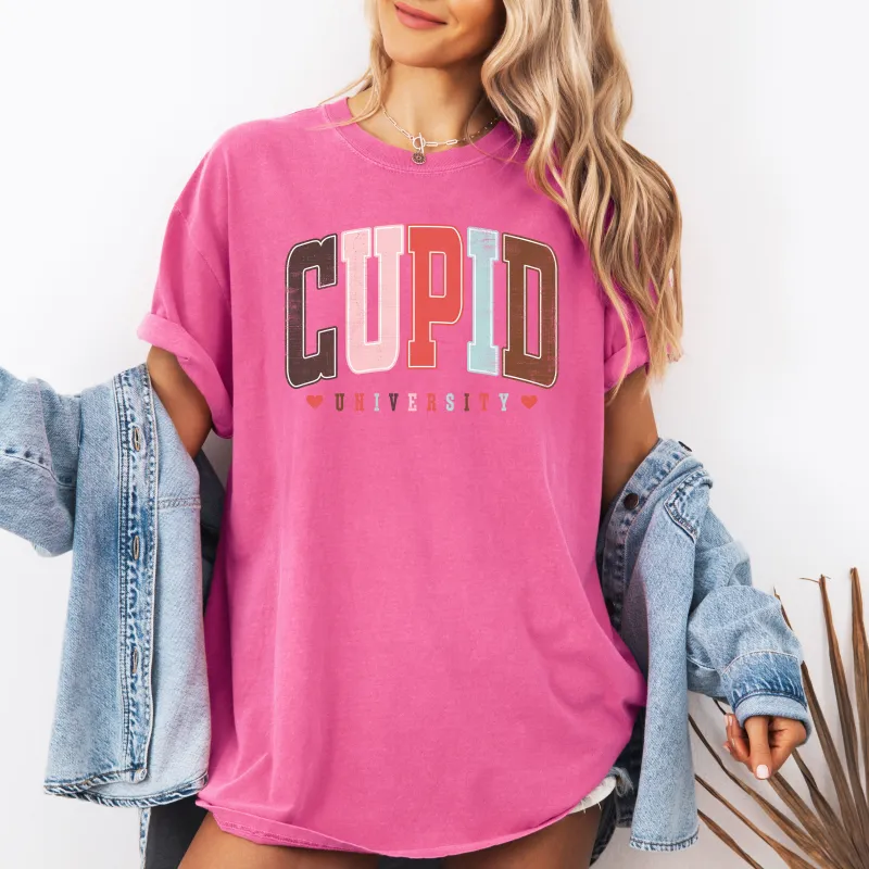 Cupid University, Classic Valentine's Day, Love, Varsity, Comfort Colors T-Shirt sold by Refinery Number One
