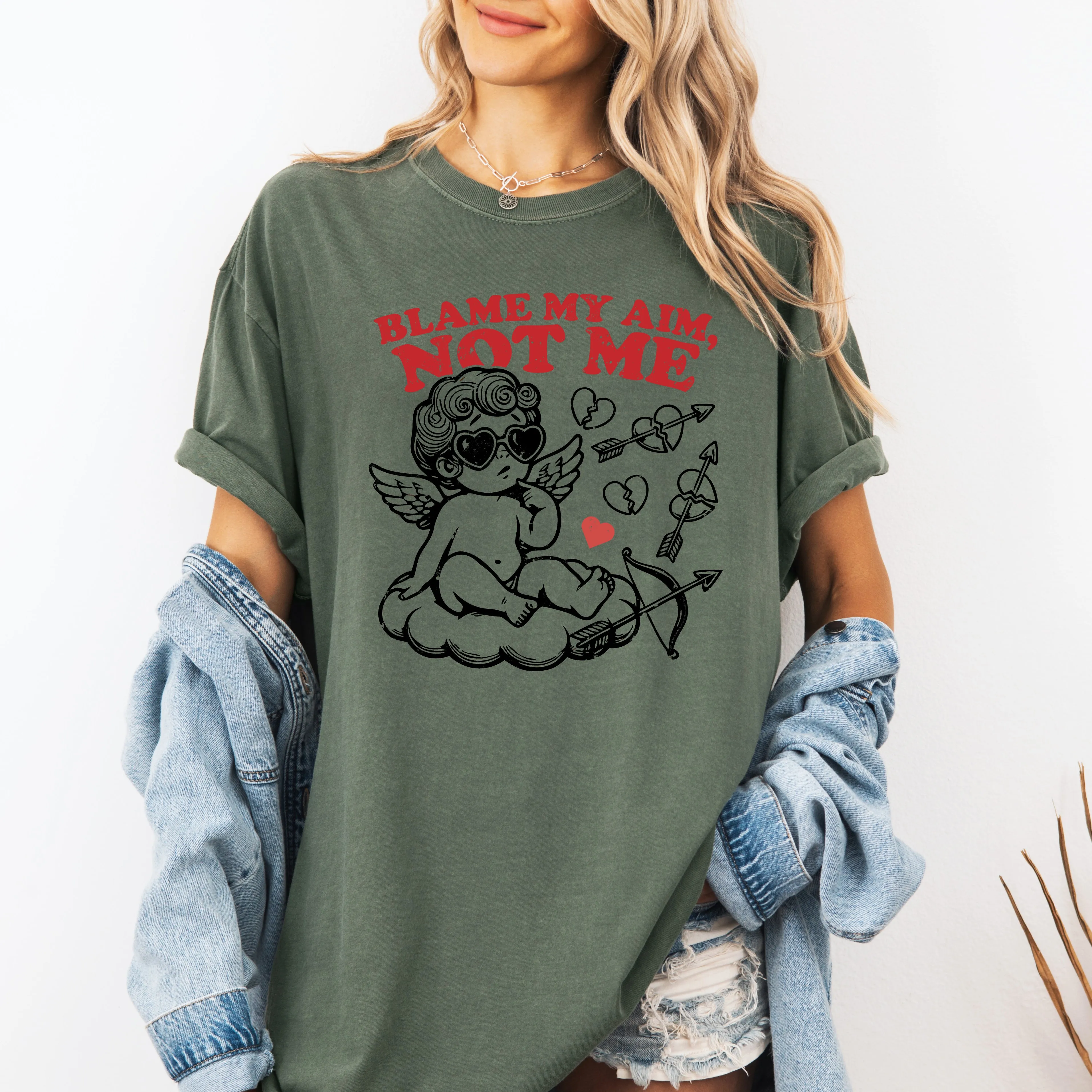 Blame My Aim, Not Me, Cupid, Funny, Love, Valentine's Day, Comfort Colors T-Shirt sold by Refinery Number One product image thumbnail 4