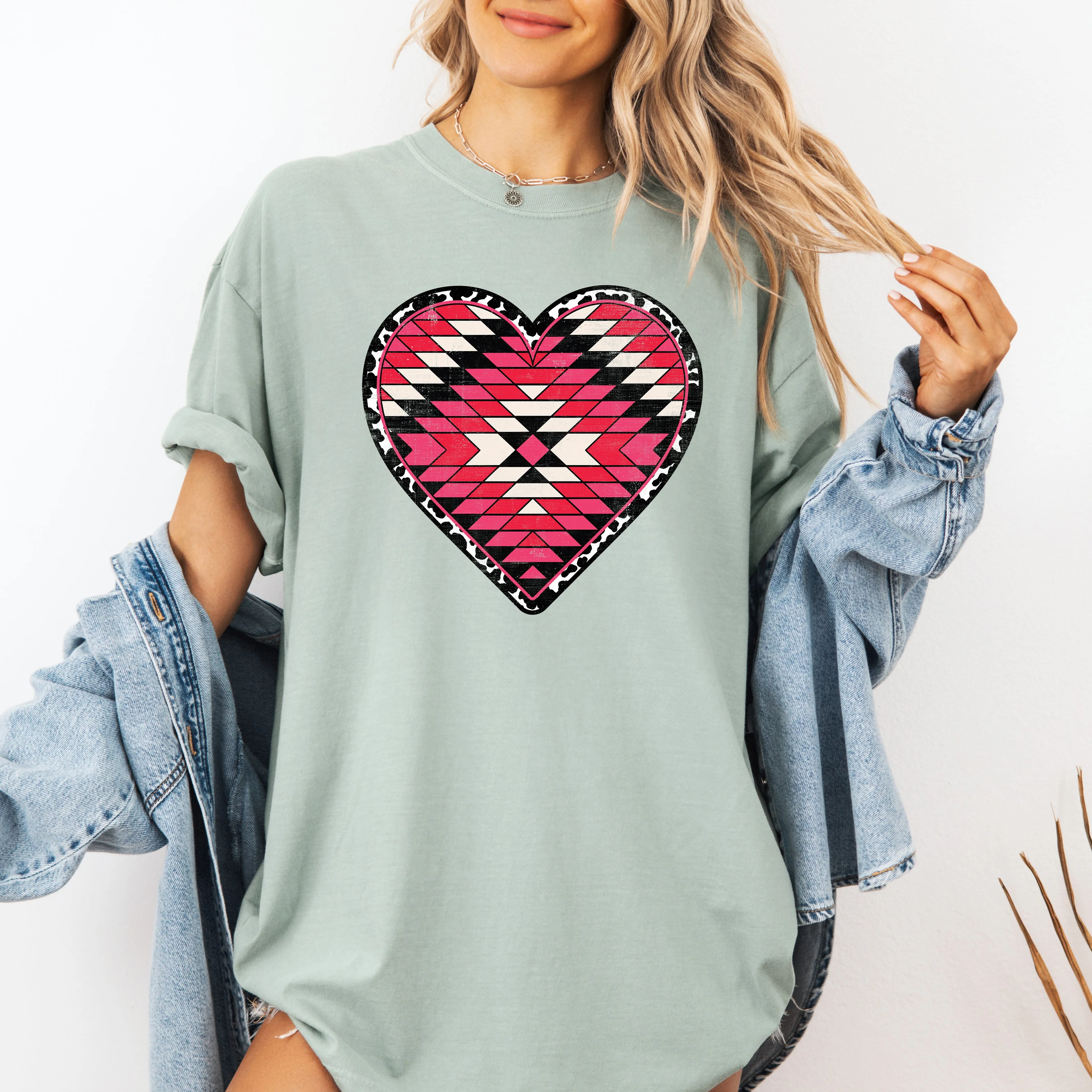 Aztec Cowboy Heart, Western, Valentine's Day, Comfort Colors T-Shirt sold by Refinery Number One product image thumbnail 3