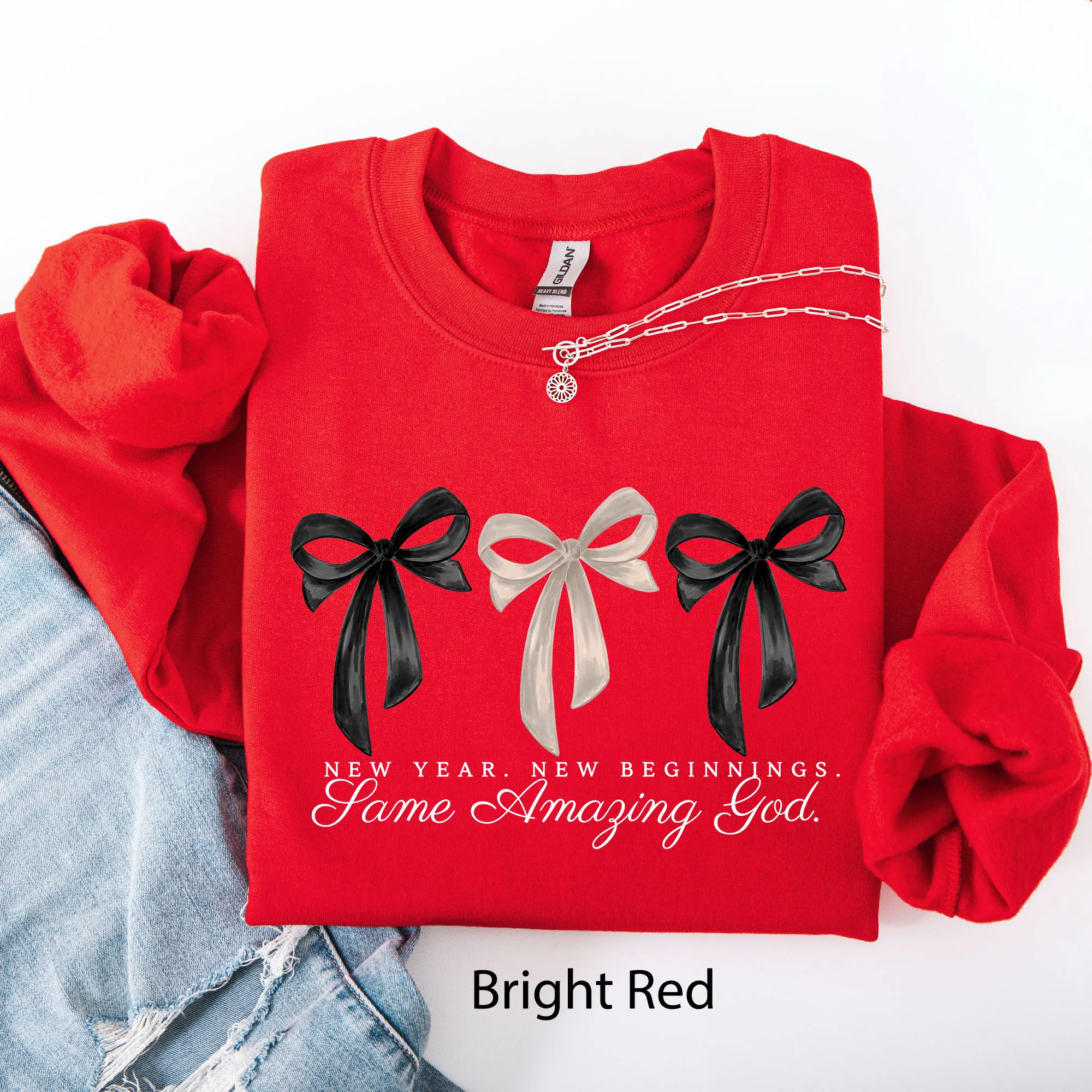 New Year, New Beginnings, Same Loving God, Gospel, Faith, Christian Sweatshirt sold by Refinery Number One product image thumbnail 5