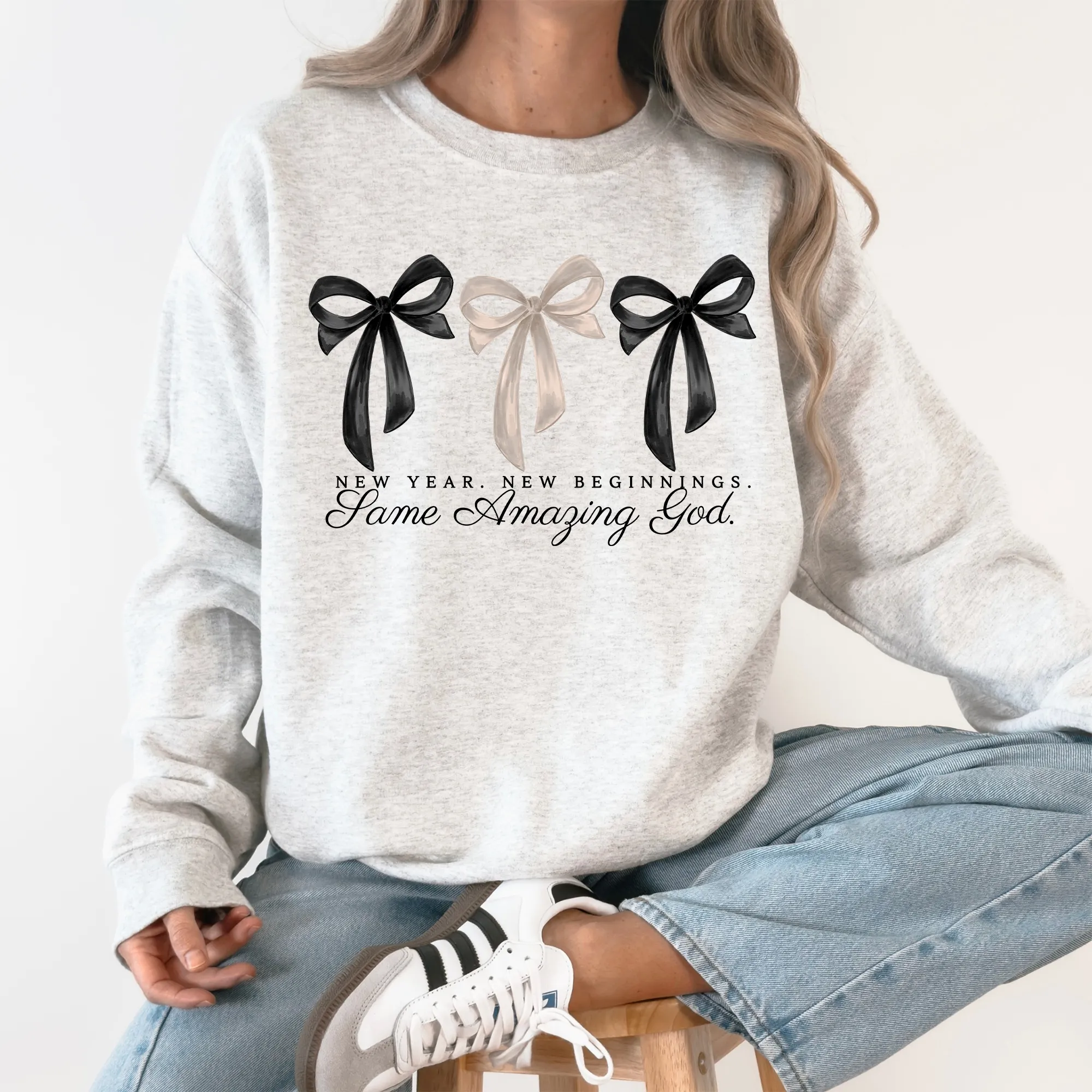 New Year, New Beginnings, Same Loving God, Gospel, Faith, Christian Sweatshirt sold by Refinery Number One product image thumbnail 3