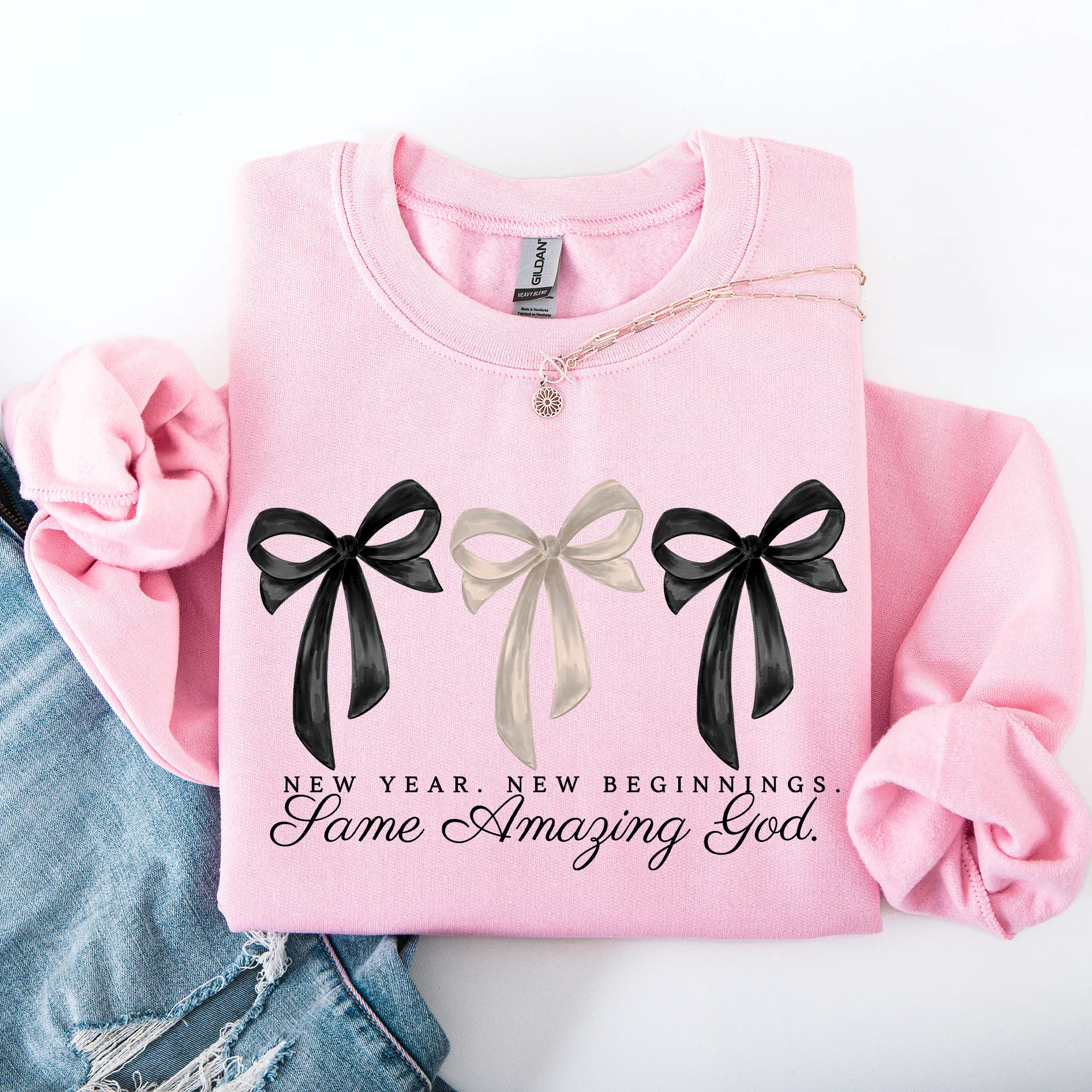 New Year, New Beginnings, Same Loving God, Gospel, Faith, Christian Sweatshirt sold by Refinery Number One product image thumbnail 4