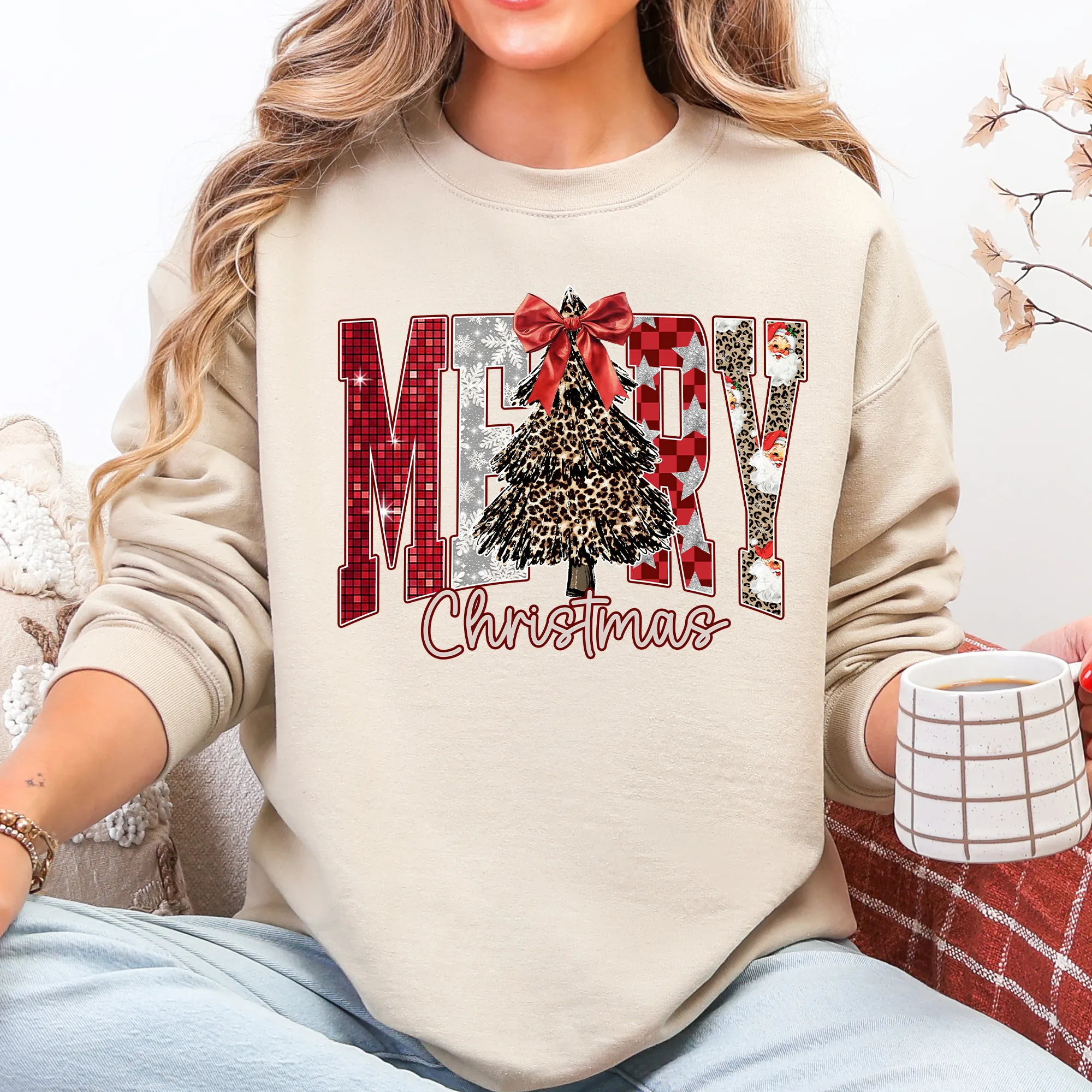 Merry Christmas Colorful, Leopard Print, Classic, Santa Sweatshirt sold by Refinery Number One product image thumbnail 2