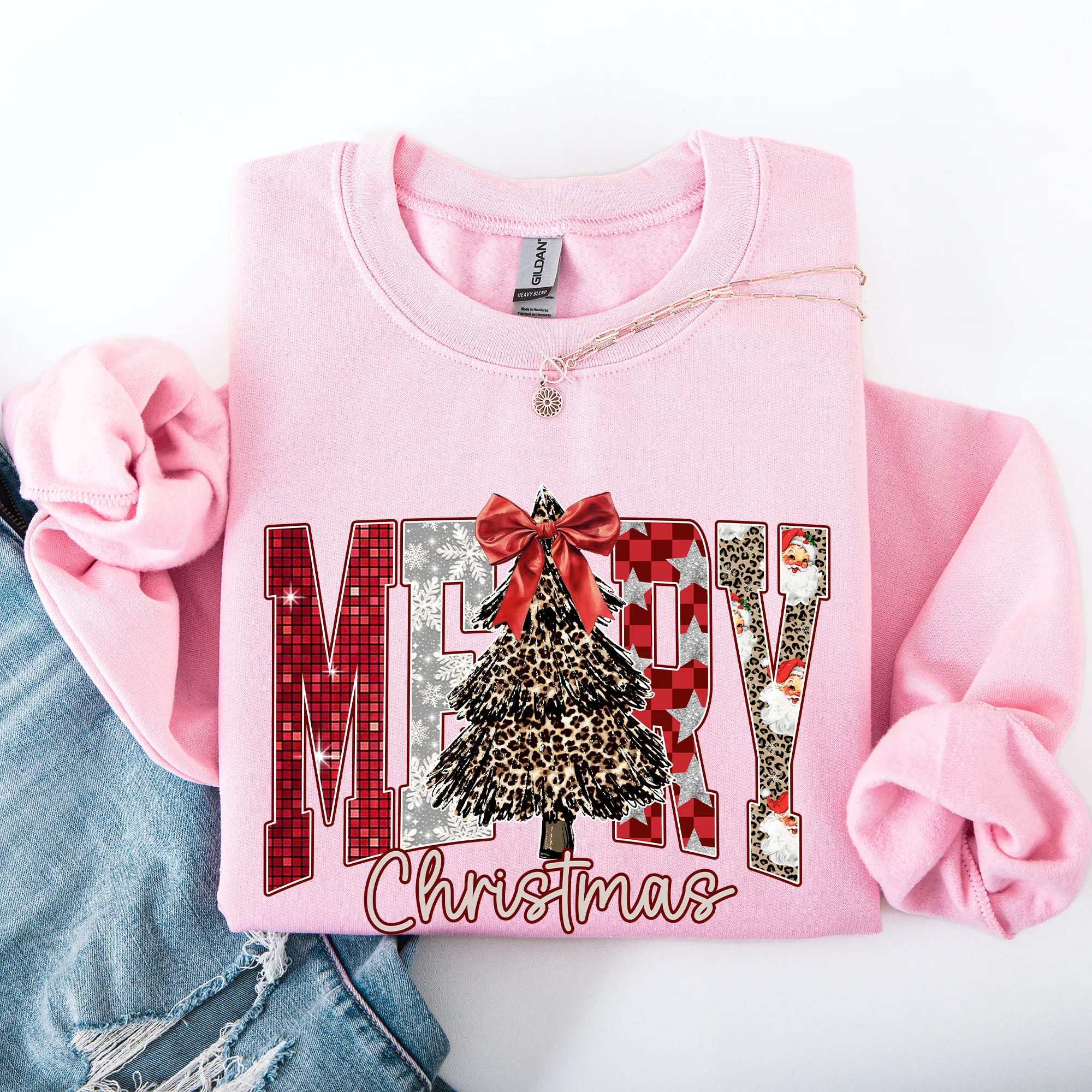 Merry Christmas Colorful, Leopard Print, Classic, Santa Sweatshirt sold by Refinery Number One product image thumbnail 5