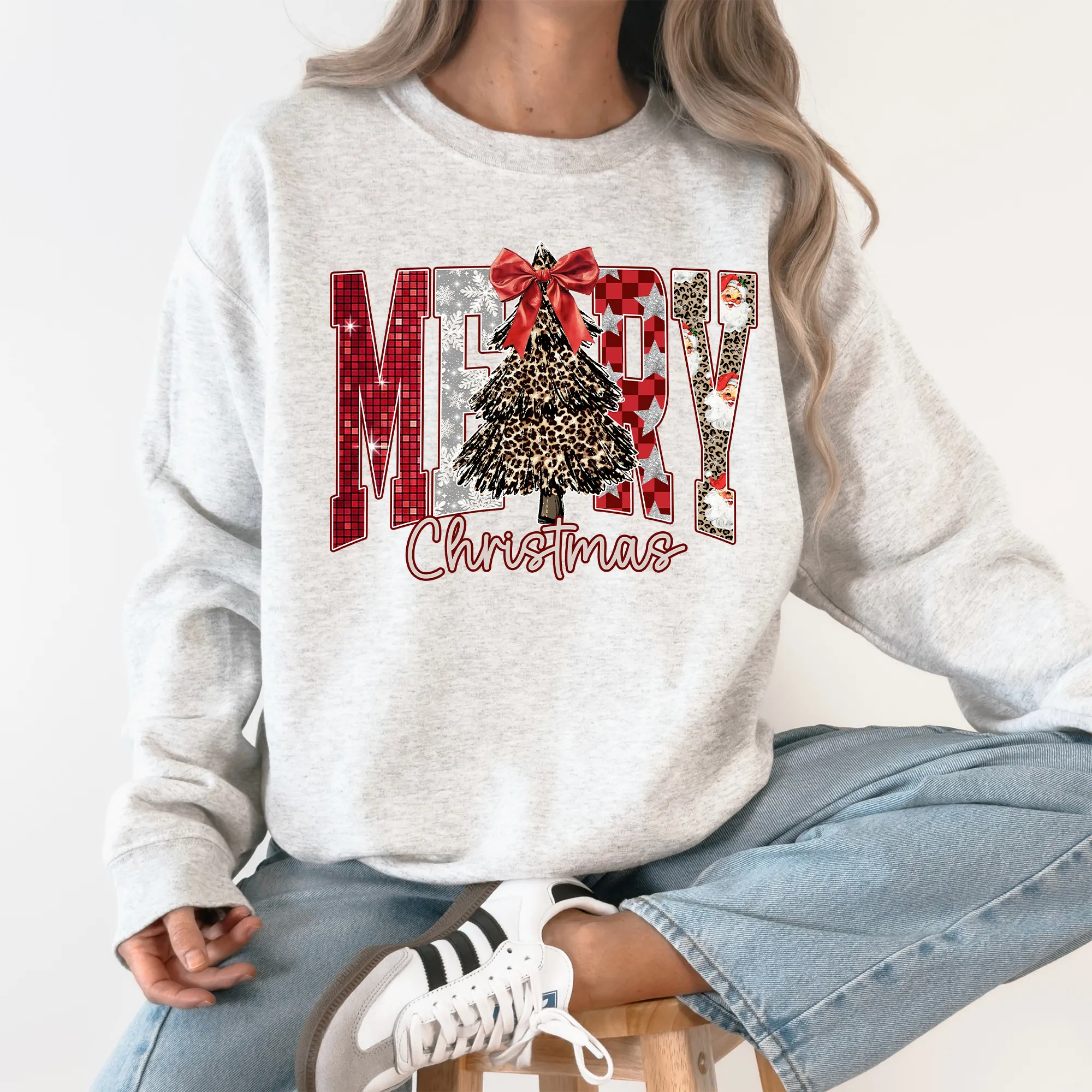 Merry Christmas Colorful, Leopard Print, Classic, Santa Sweatshirt sold by Refinery Number One