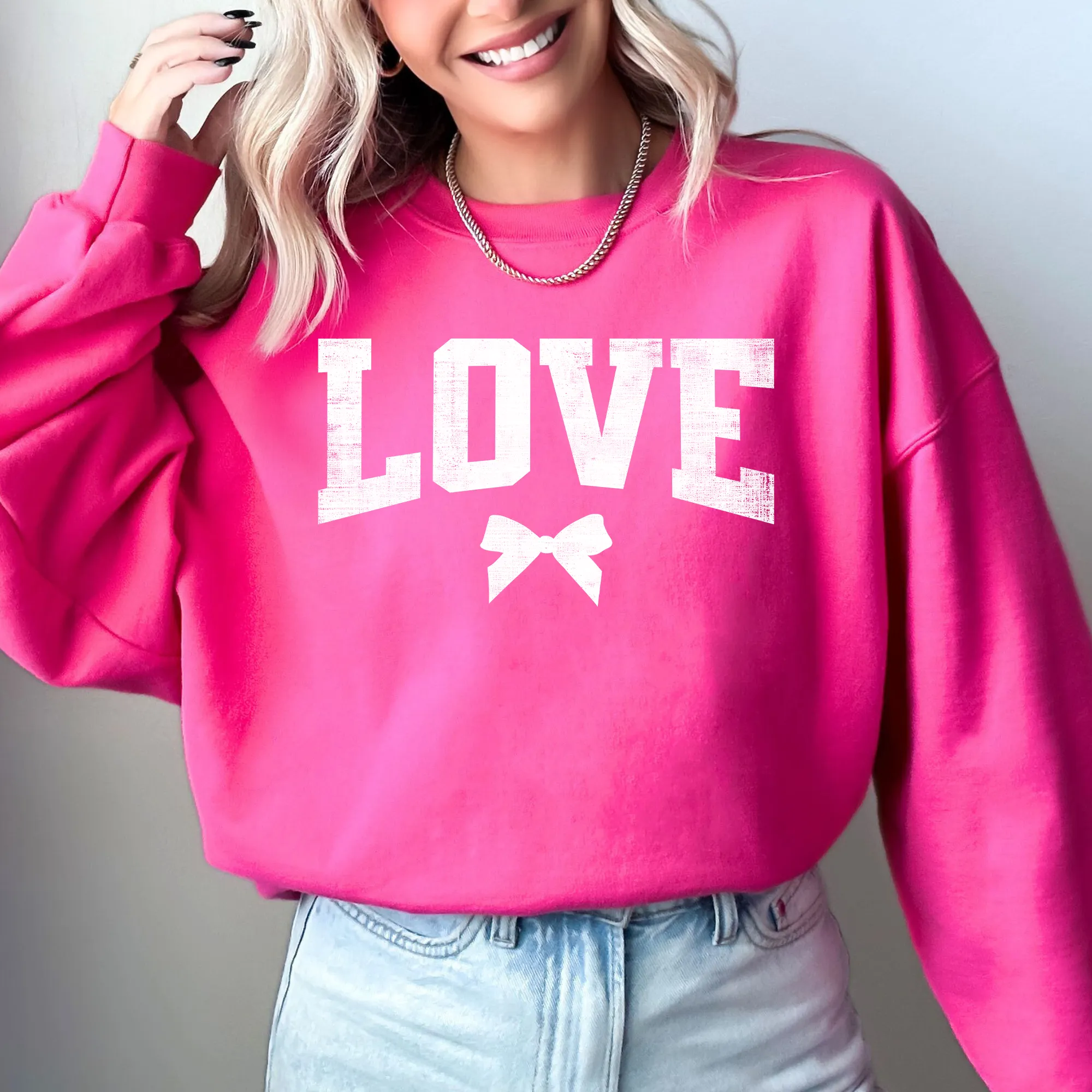 Love, Bow, Varsity, Valentine's Day Sweatshirt sold by Refinery Number One product image thumbnail 2