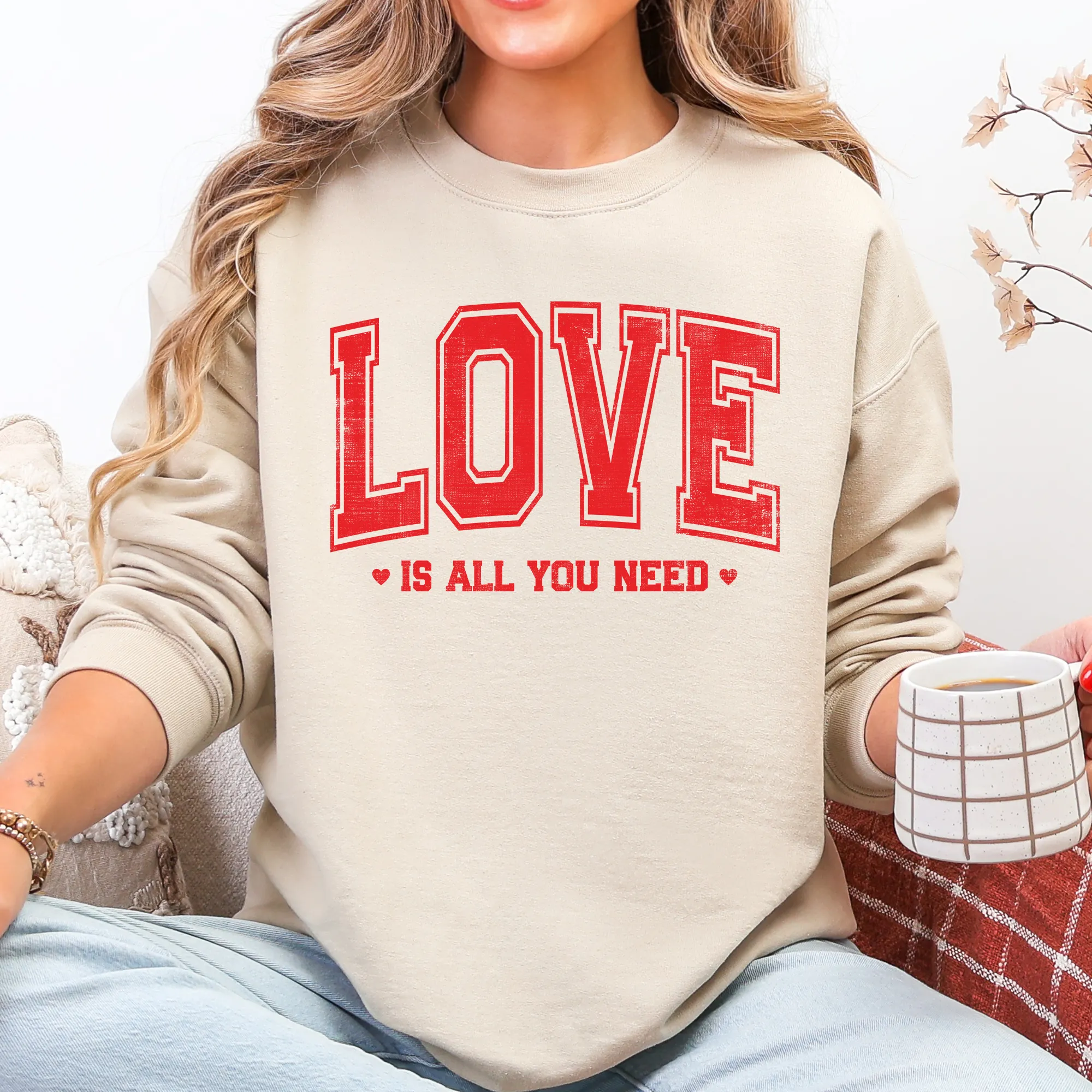Love Is All You Need, Classic, Varsity, Valentine's Day Sweatshirt sold by Refinery Number One product image thumbnail 4