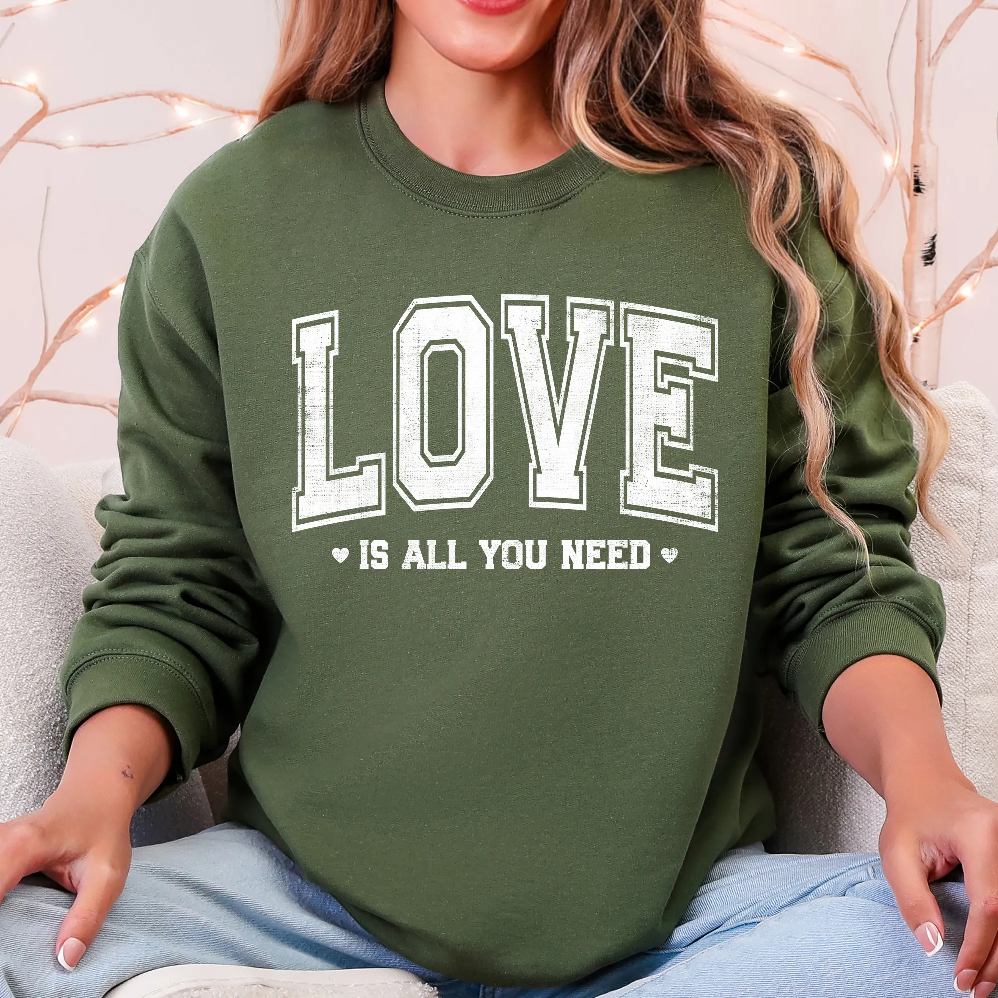 Love Is All You Need, Classic, Varsity, Valentine's Day Sweatshirt sold by Refinery Number One product image thumbnail 5