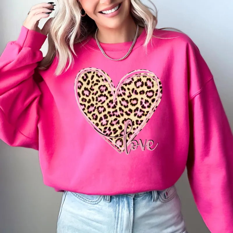 Leopard Print Heart, Love, Valentine's Day Sweatshirt sold by Refinery Number One