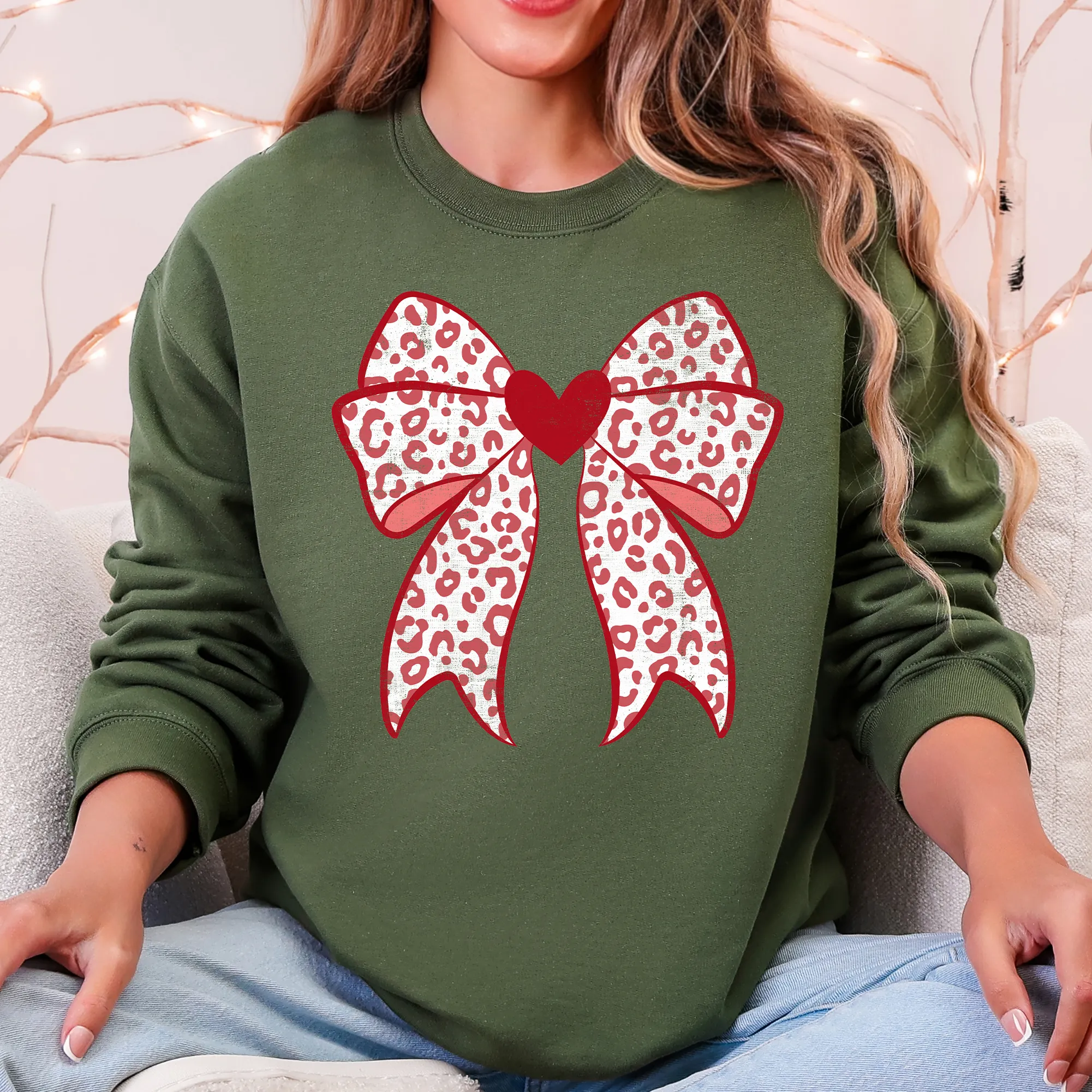 Leopard Print Bow, Valentine's Day, Heart, Love Sweatshirt sold by Refinery Number One product image thumbnail 4