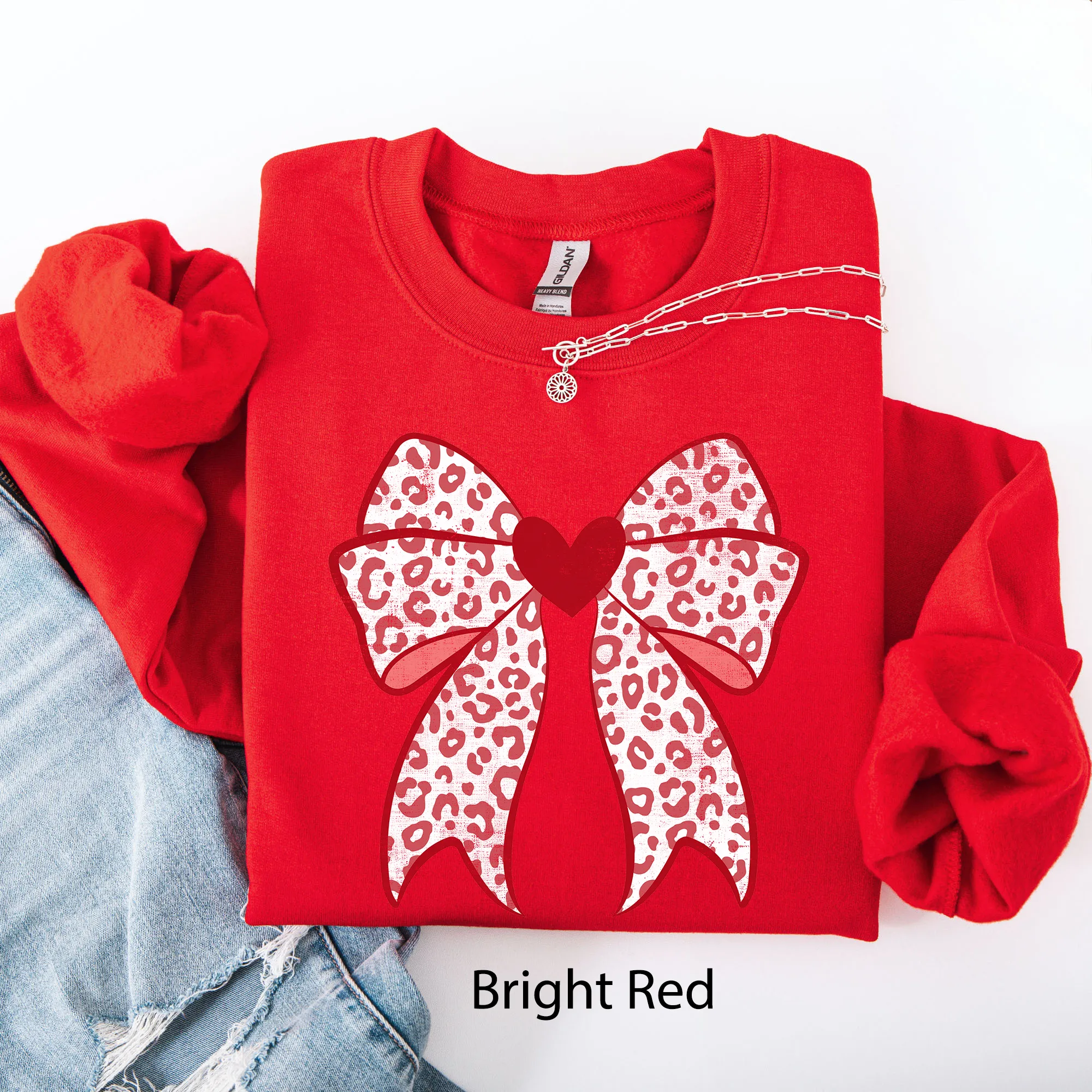 Leopard Print Bow, Valentine's Day, Heart, Love Sweatshirt sold by Refinery Number One product image thumbnail 3