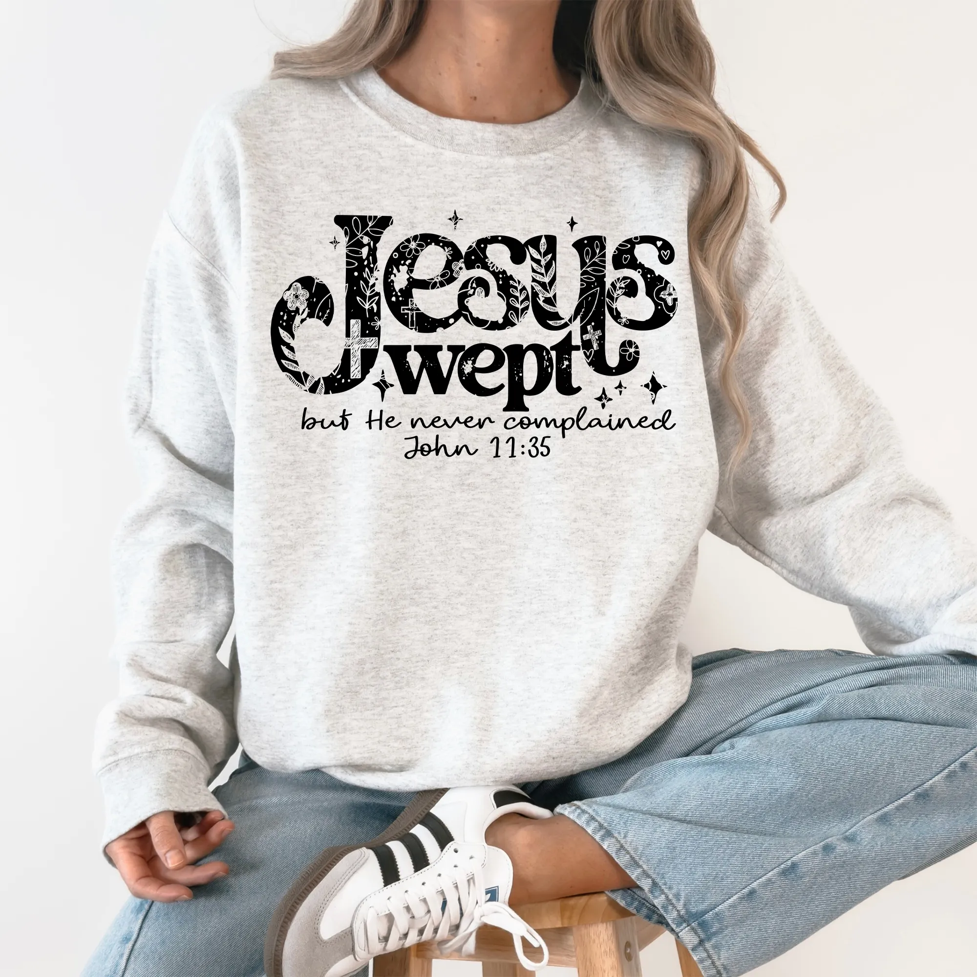 Jesus Wept, But He Never Complained, Strength, Christian, Faith, Gospel Sweatshirt sold by Refinery Number One product image thumbnail 2