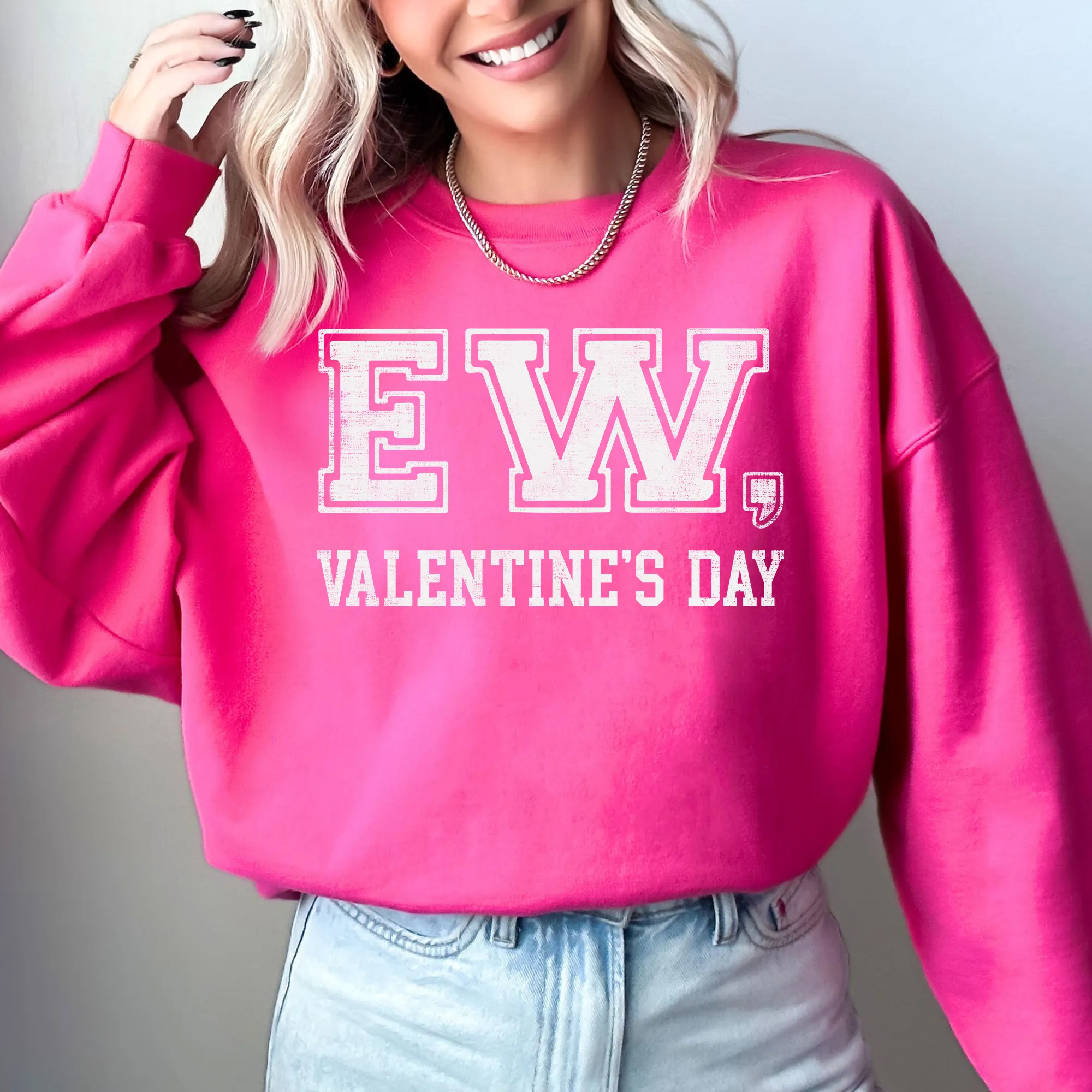 Ew, Valentine's Day, Single, Funny, Anti, Love Sweatshirt sold by Refinery Number One product image thumbnail 2