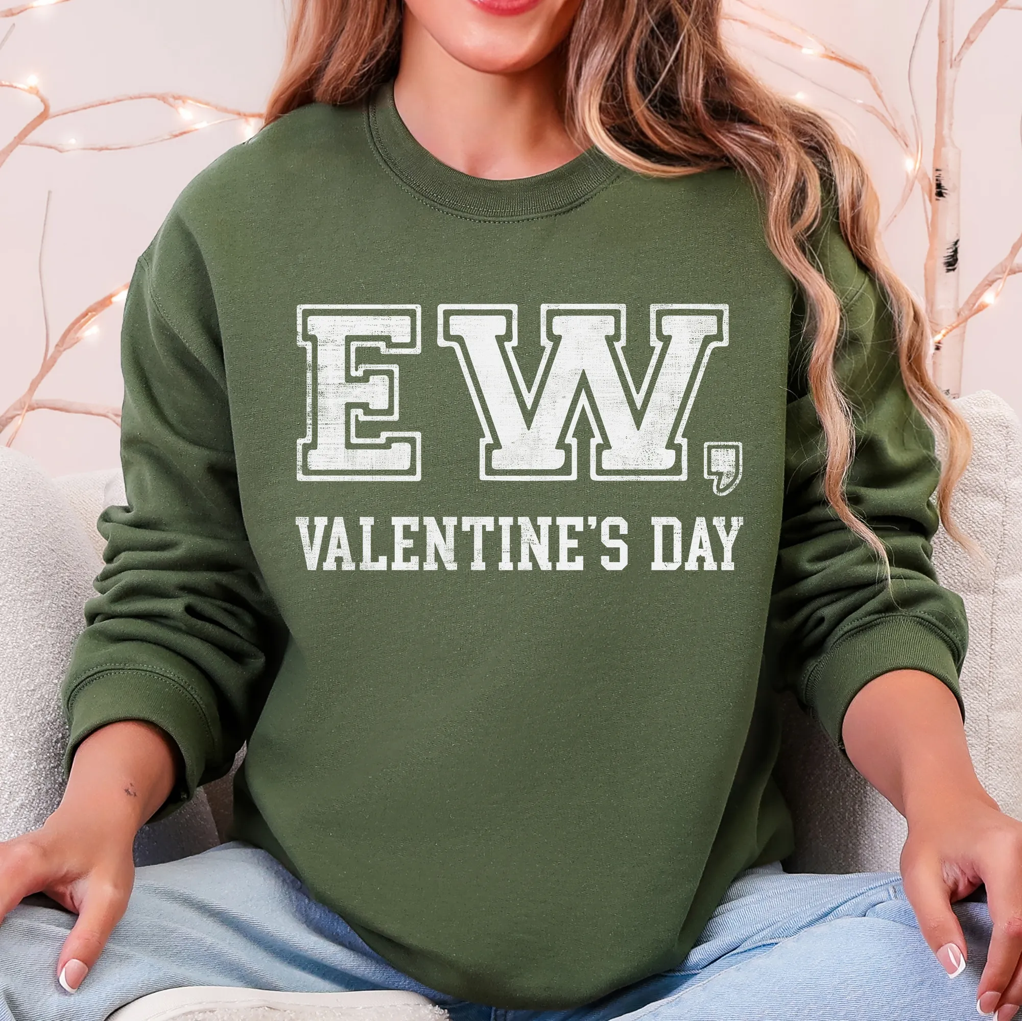 Ew, Valentine's Day, Single, Funny, Anti, Love Sweatshirt sold by Refinery Number One product image thumbnail 3