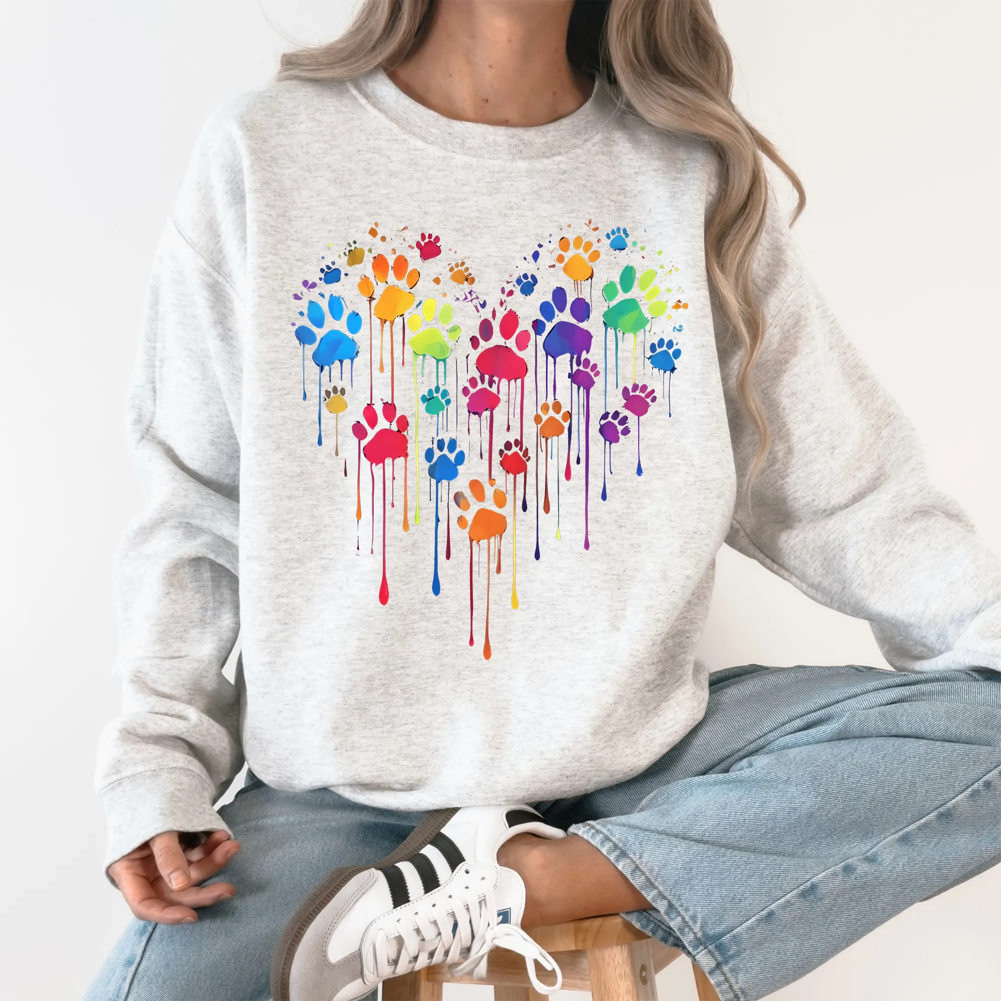Colorful Dog Paw Print Heart Love Valentine's Day Cozy Graphic For Dog Lovers Sweatshirt sold by Refinery Number One product image thumbnail 2