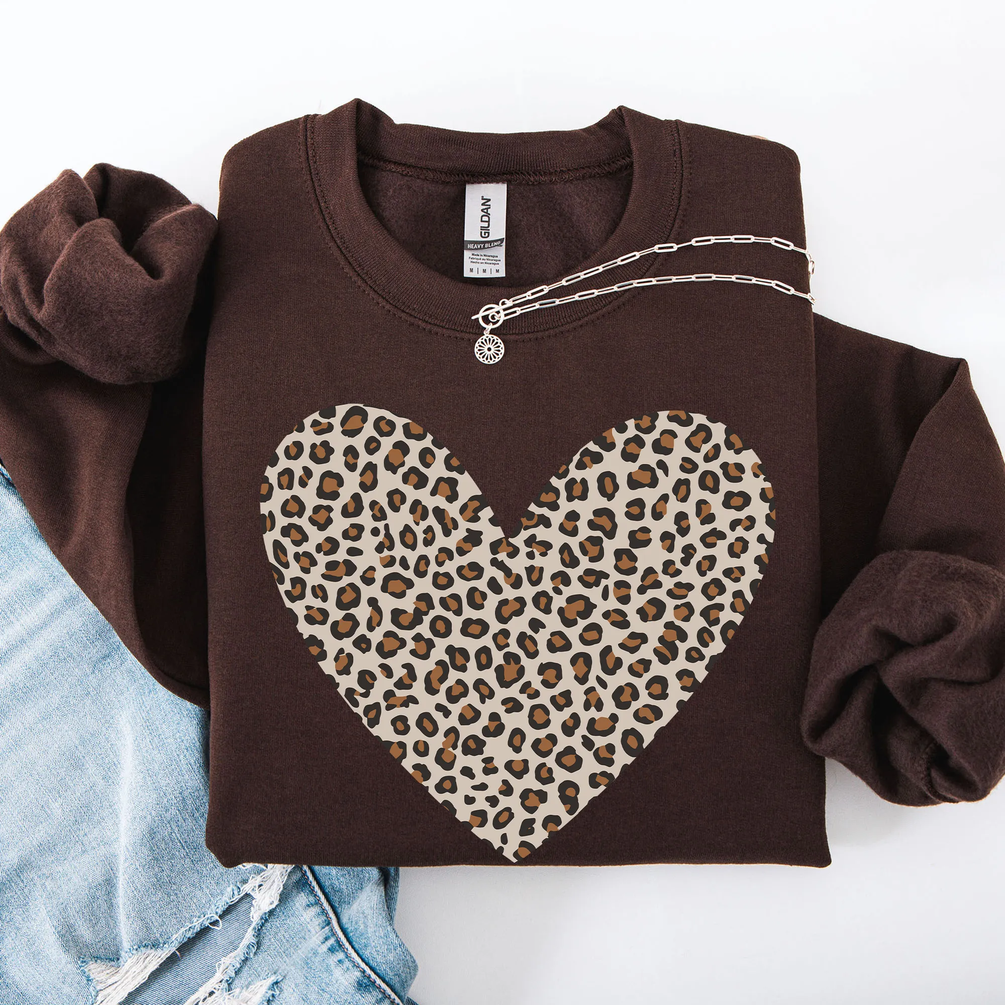 Classic Leopard Print Valentine's Day Heart, Love, Retro Sweatshirt sold by Refinery Number One