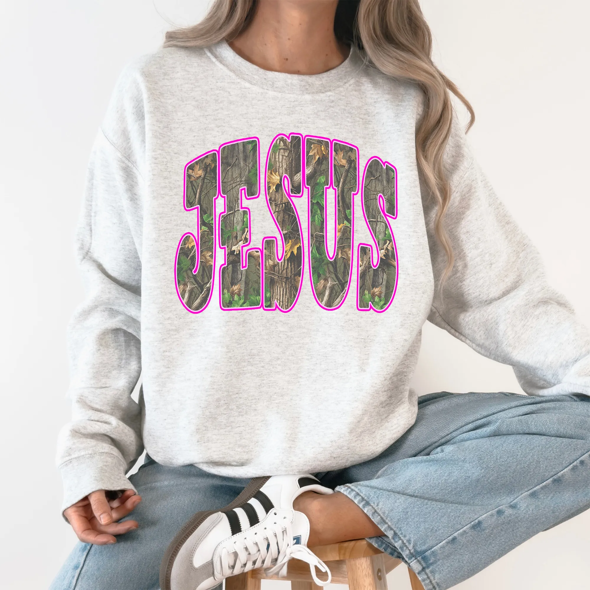 Camo Jesus, Faith, Gospel, Country, Christian, Camouflage Sweatshirt sold by Refinery Number One product image thumbnail 3