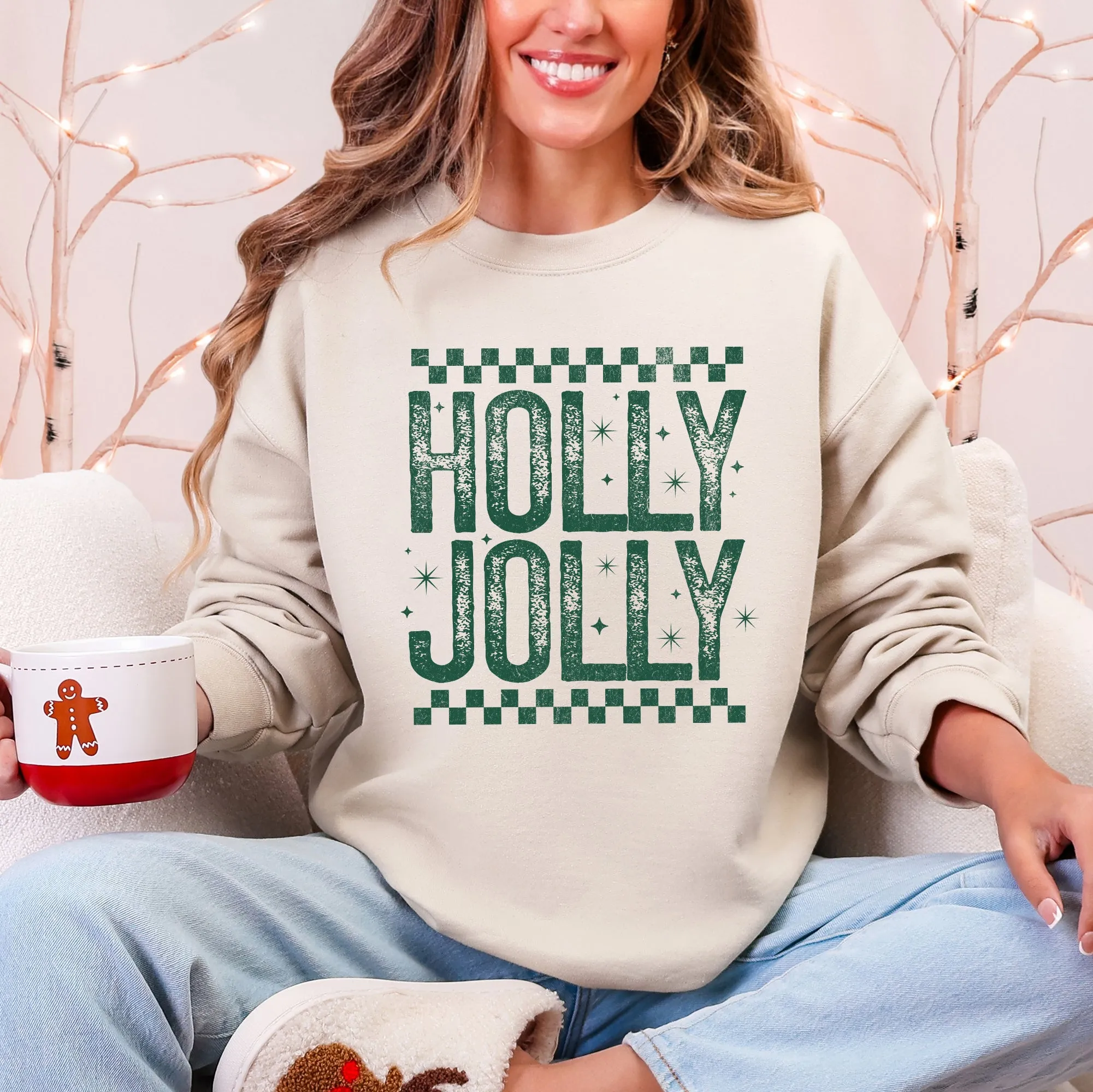 Holly Jolly, Christmas, Retro, Vintage Sweatshirt sold by Refinery Number One product image thumbnail 3