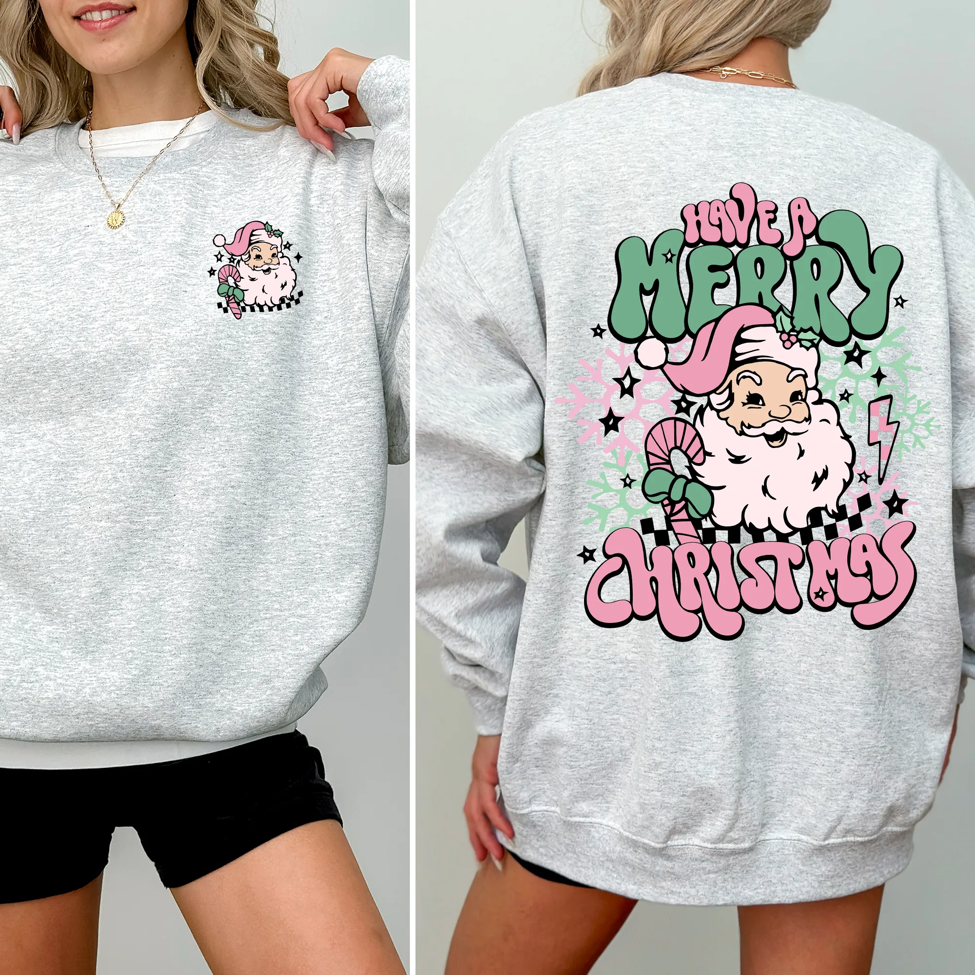 Have A Merry Christmas, Retro, Front and Back, Santa, Trendy Sweatshirt sold by Refinery Number One