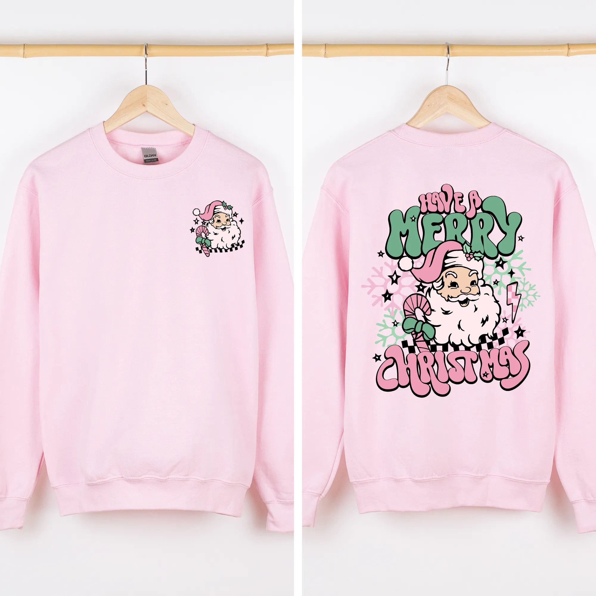 Have A Merry Christmas, Retro, Front and Back, Santa, Trendy Sweatshirt sold by Refinery Number One product image thumbnail 3