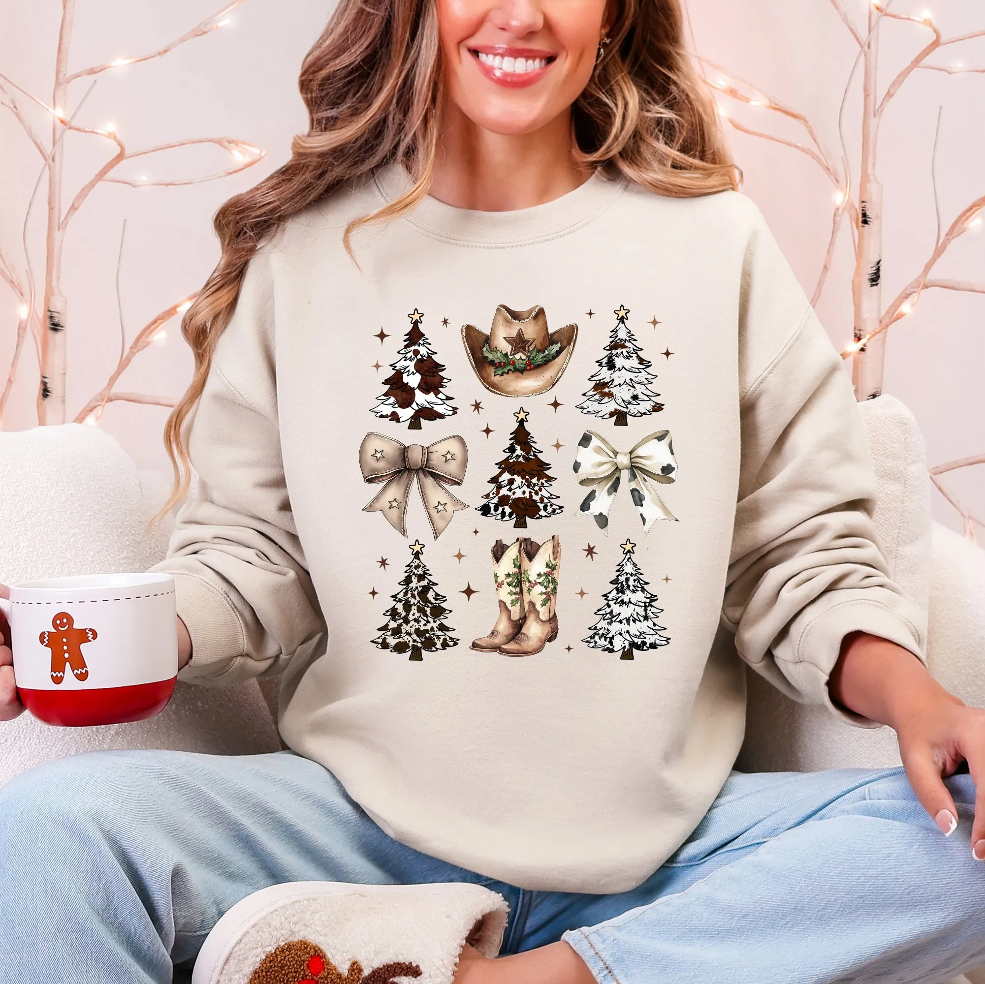 Cowboy Christmas, Western, Christmas Trees, Cowboy Hat, Boots, Western, Country, Santa Sweatshirt sold by Refinery Number One