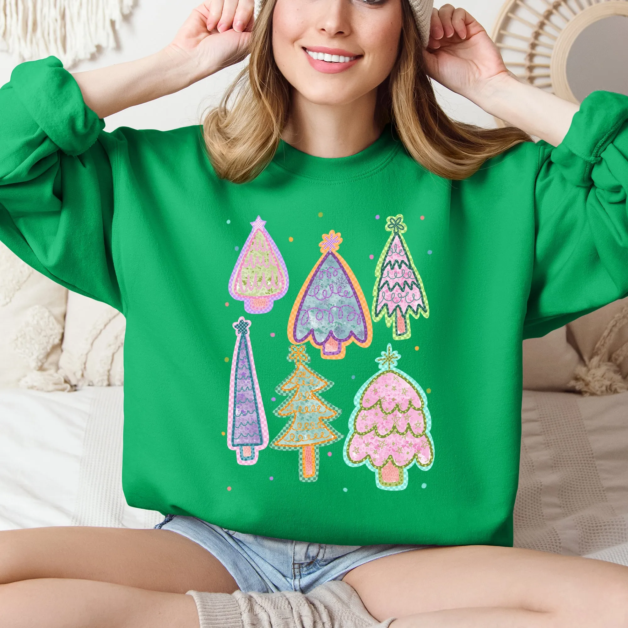 Colorful Christmas Tree, Pastels, Retro, Drawn Sweatshirt sold by Refinery Number One product image thumbnail 5