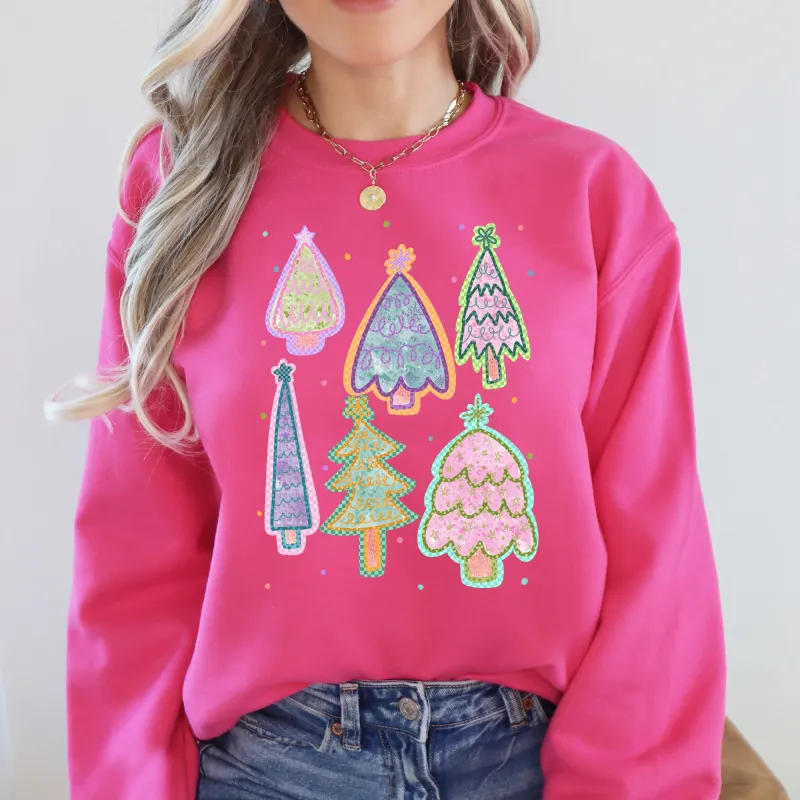 Colorful Christmas Tree, Pastels, Retro, Drawn Sweatshirt sold by Refinery Number One