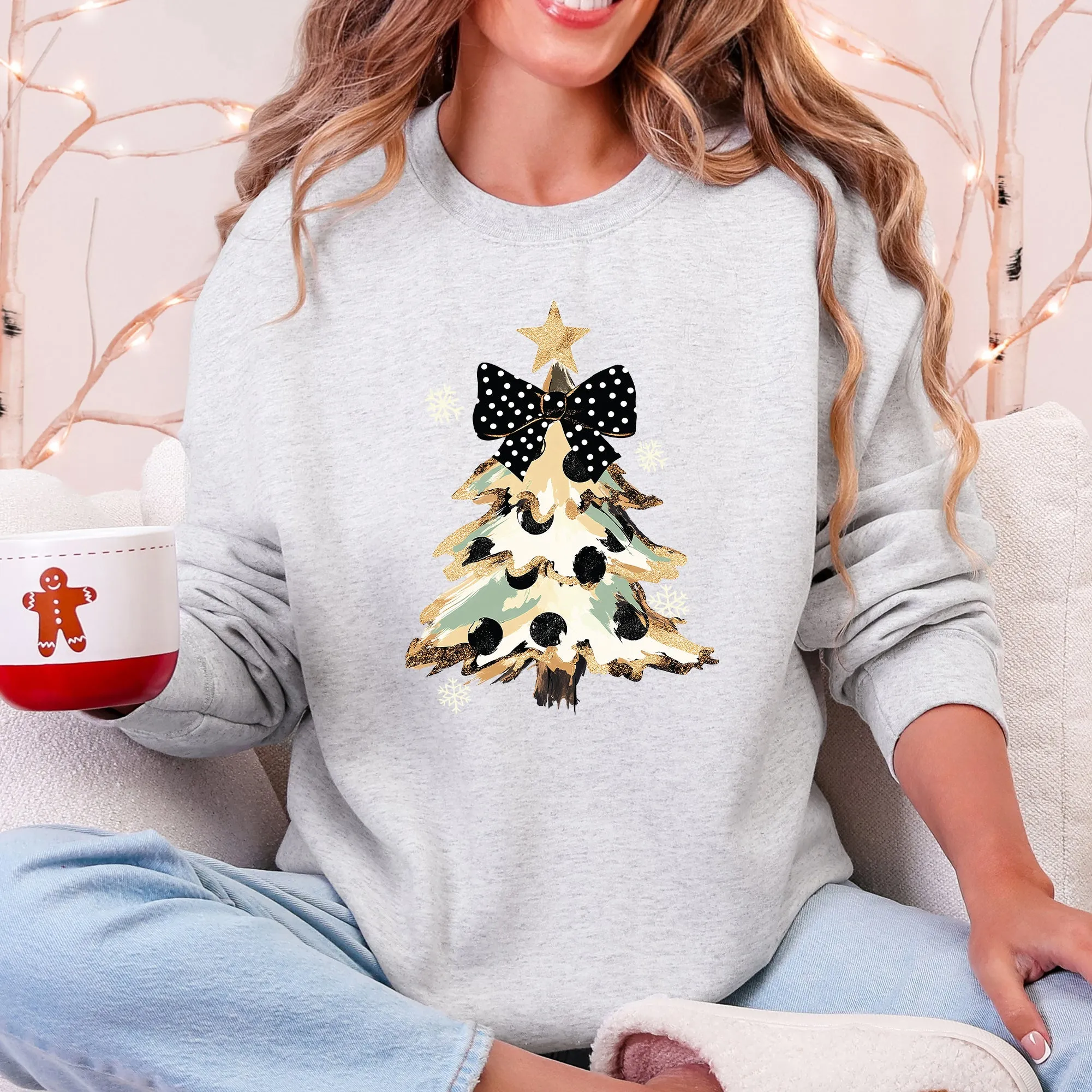 Christmas Camo Tree, Cute, Ribbon, Coquette, Santa Sweatshirt sold by Refinery Number One product image thumbnail 4