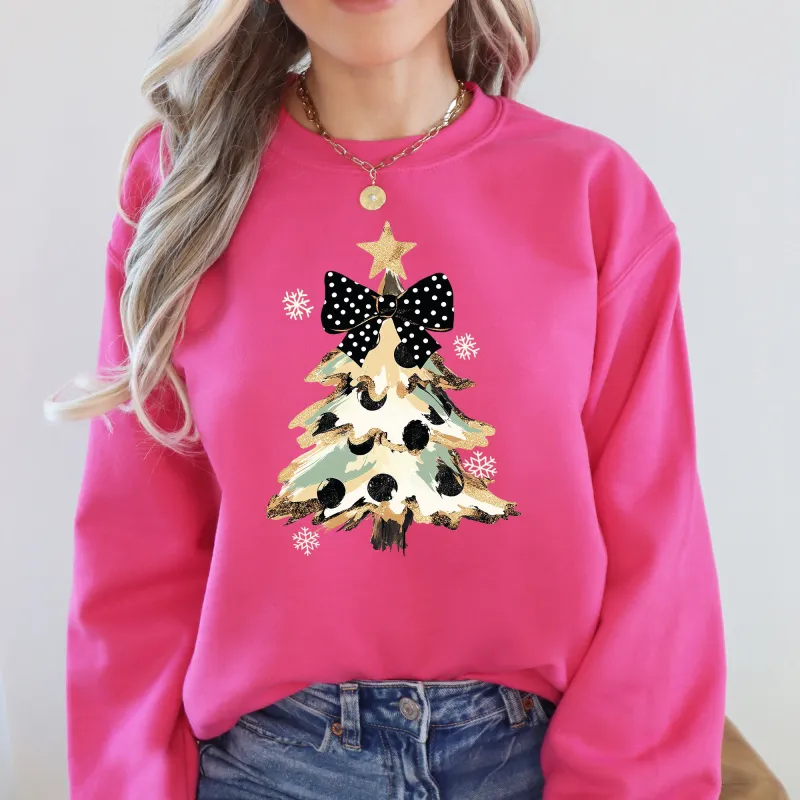 Christmas Camo Tree, Cute, Ribbon, Coquette, Santa Sweatshirt sold by Refinery Number One