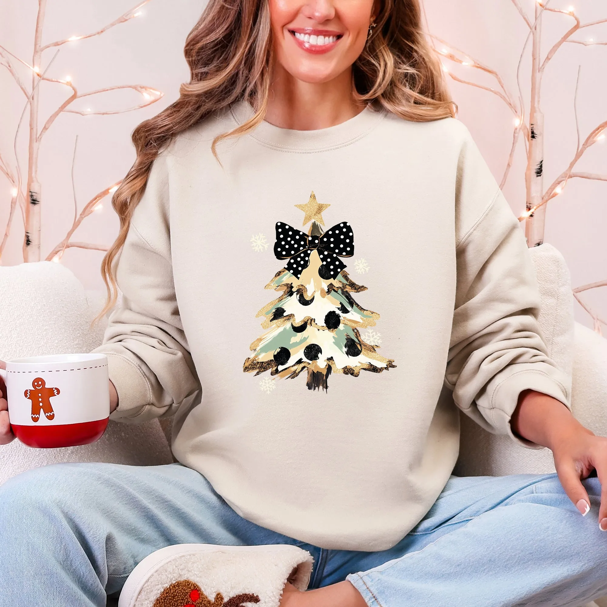 Christmas Camo Tree, Cute, Ribbon, Coquette, Santa Sweatshirt sold by Refinery Number One product image thumbnail 5