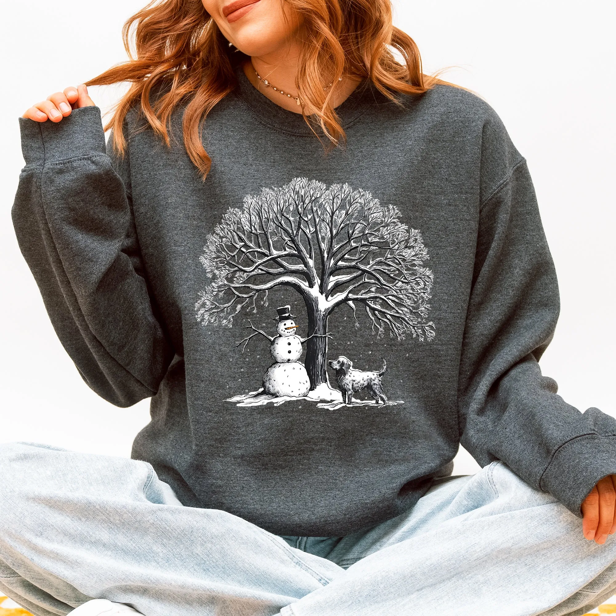 Snowman Dog, Christmas, Snow, Pets Sweatshirt sold by Refinery Number One product image thumbnail 3