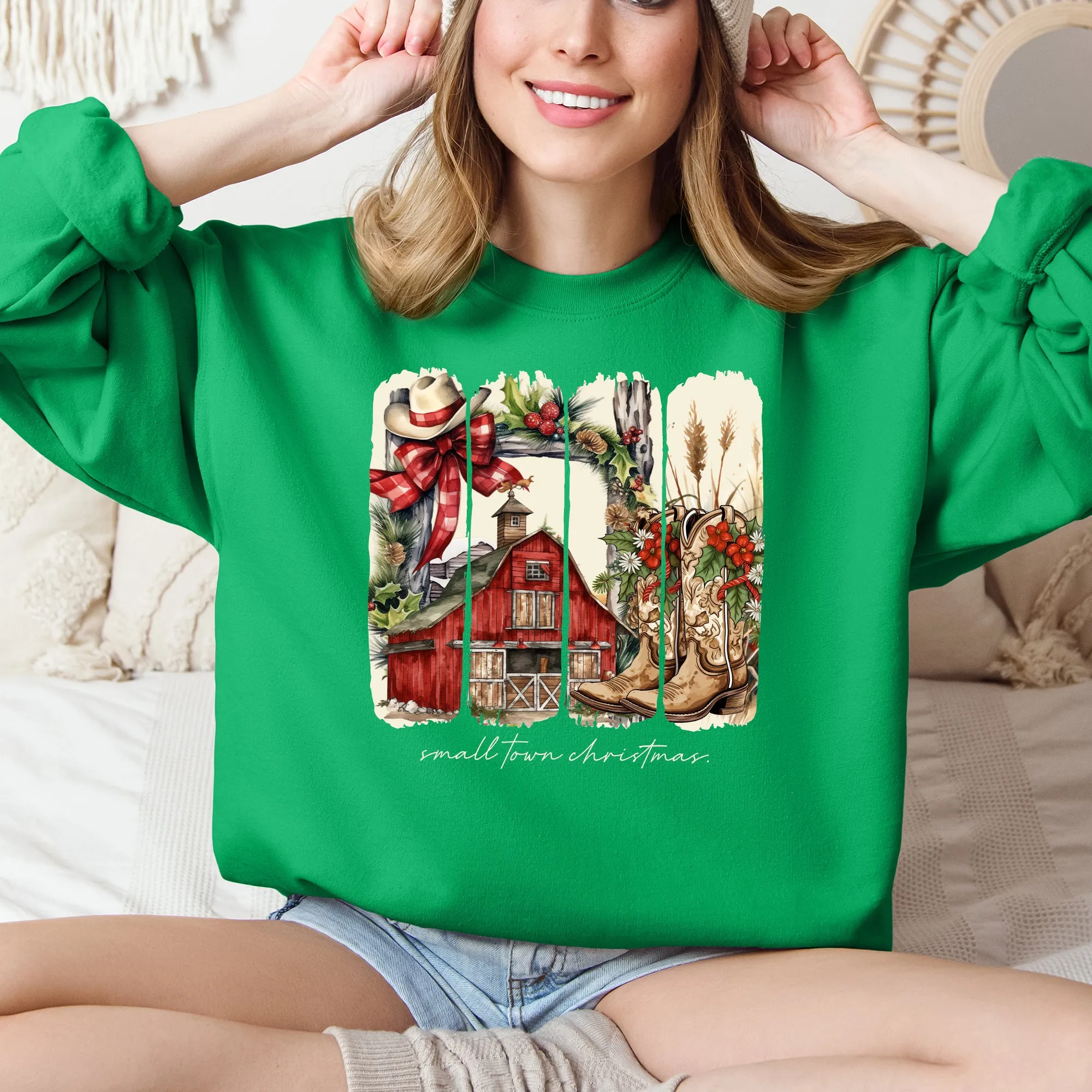Small Town Christmas, Country, Farm Life, Santa Sweatshirt sold by Refinery Number One product image thumbnail 2