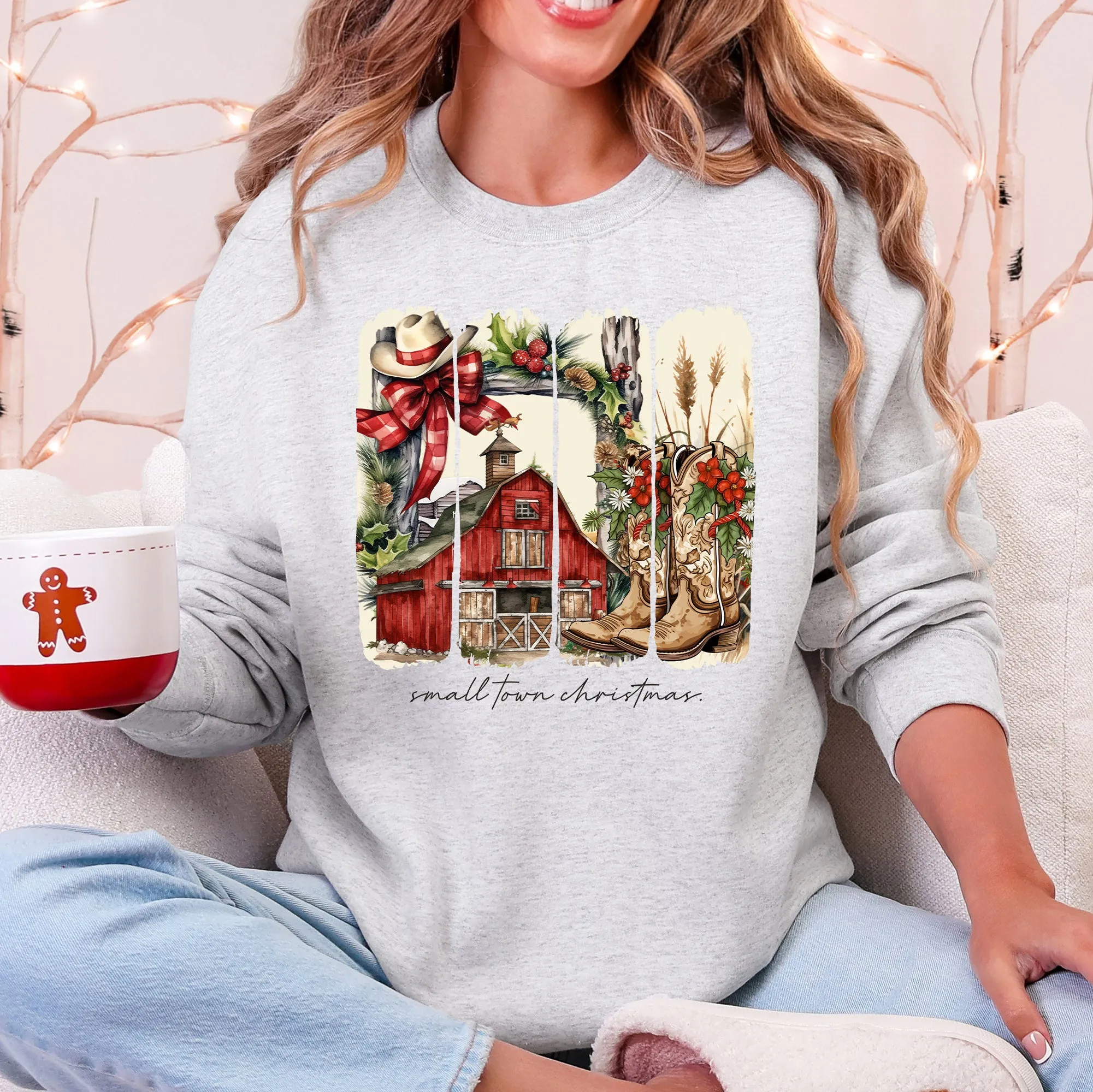 Small Town Christmas, Country, Farm Life, Santa Sweatshirt sold by Refinery Number One product image thumbnail 3