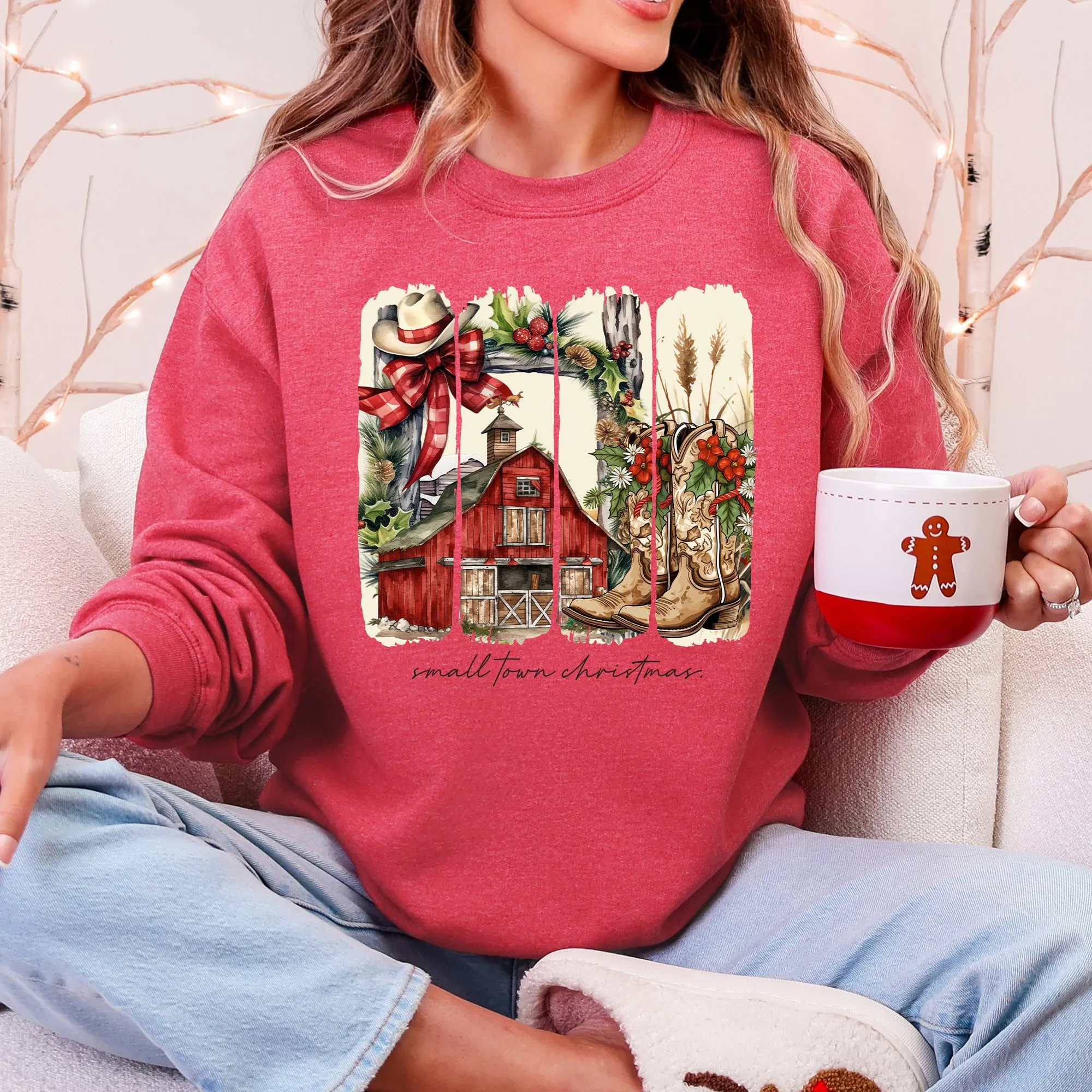 Small Town Christmas, Country, Farm Life, Santa Sweatshirt sold by Refinery Number One product image thumbnail 4